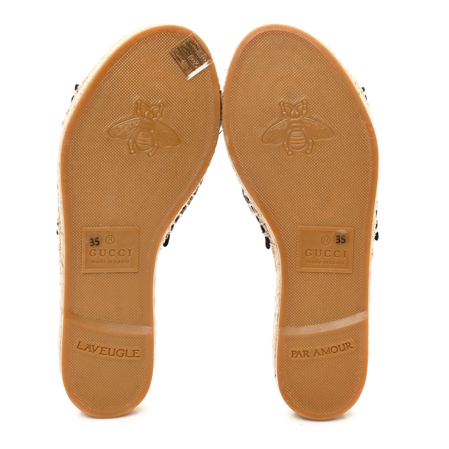 Monogram Matelasse GG Marmont Espadrille 20mm Slide Sandals 35 Beige Ebony Black