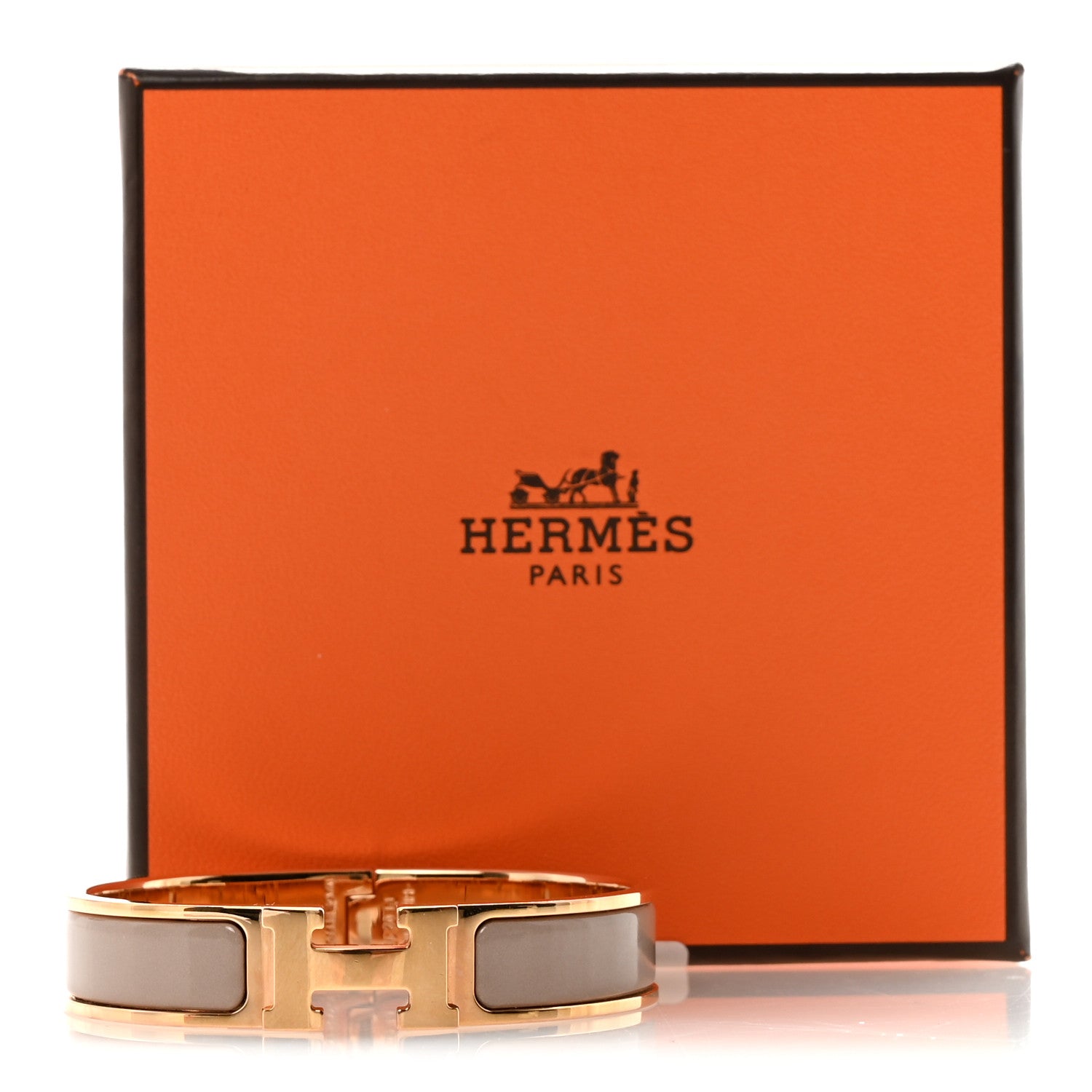 Enamel Narrow Clic Clac H Bracelet PM Marron Glace