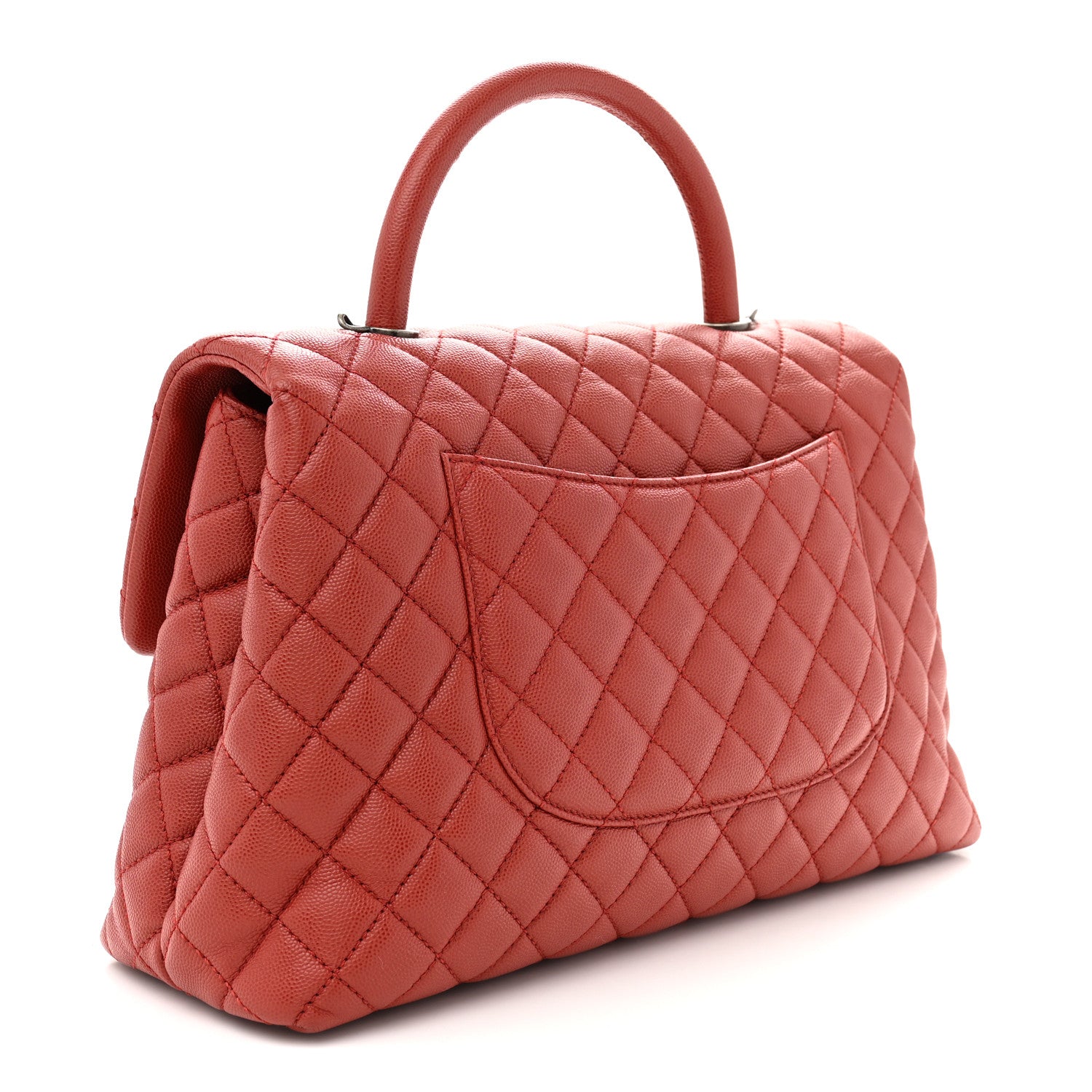 Caviar Quilted Medium Coco Handle Flap Dark Red