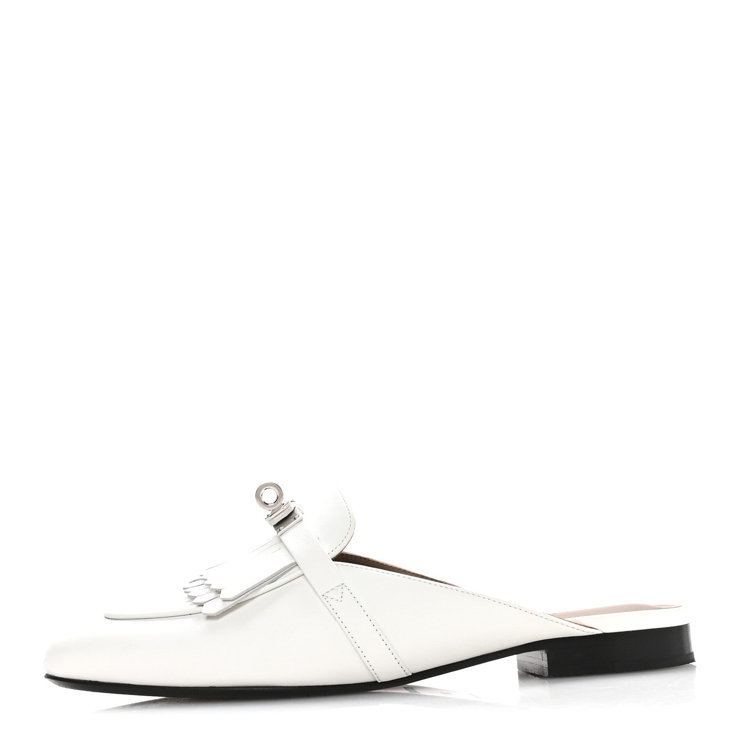 Calfskin Fringe Oz Mules 39 White