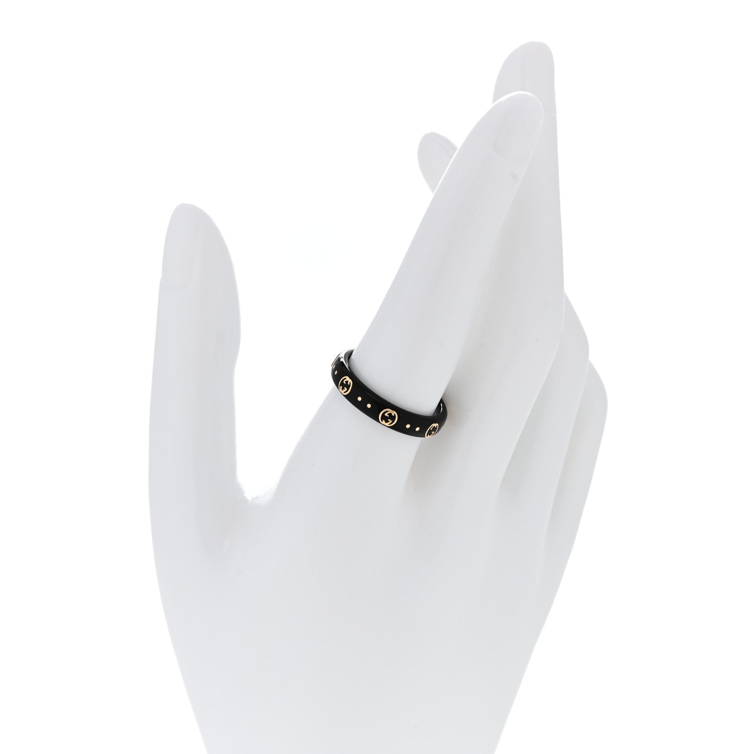 18K Yellow Gold Synthetic Corundum Icon Ring 59 8.75 Black