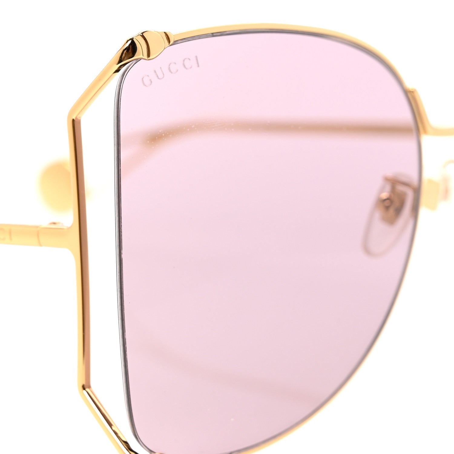 Metal Oversized Round Sunglasses GG0252S Gold Pink