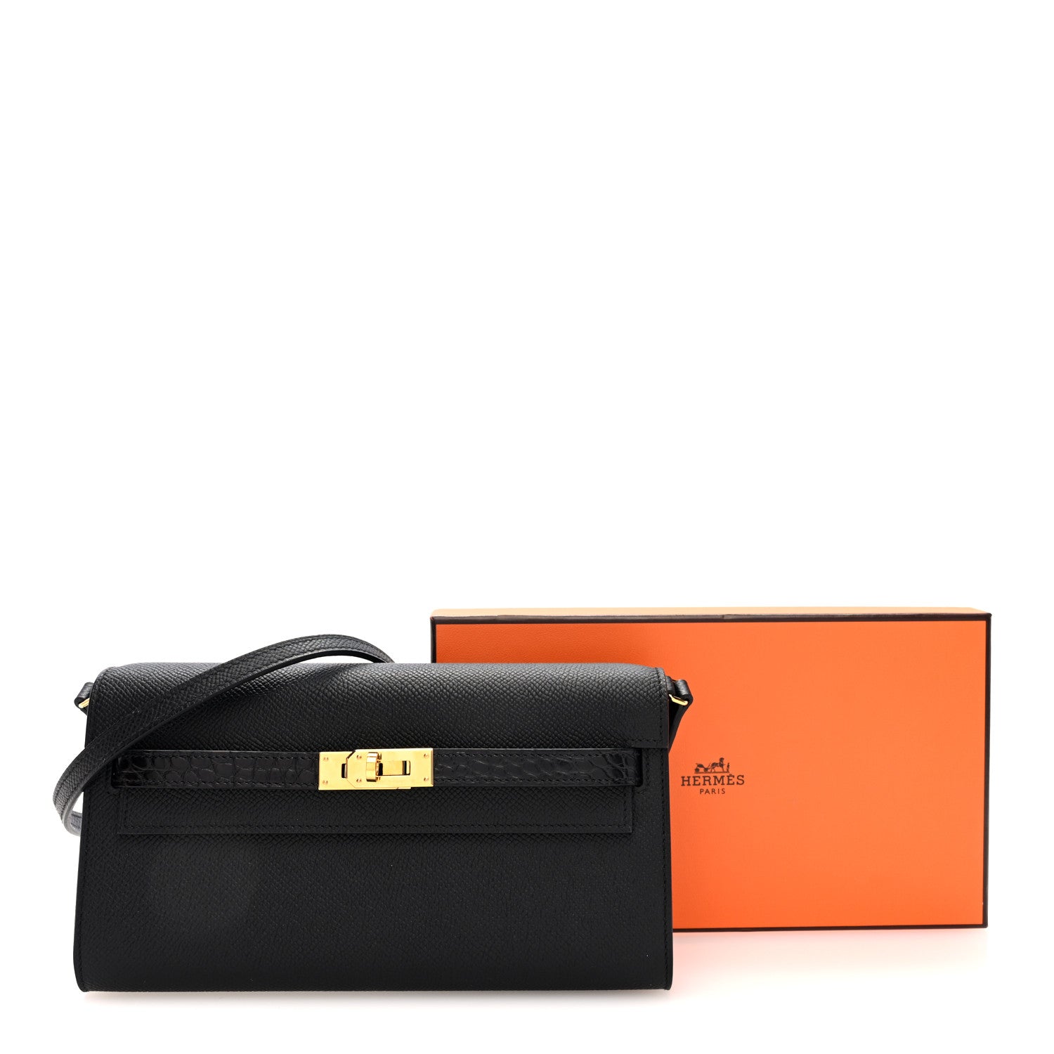 Epsom Matte Alligator Touch Kelly Wallet To Go Black