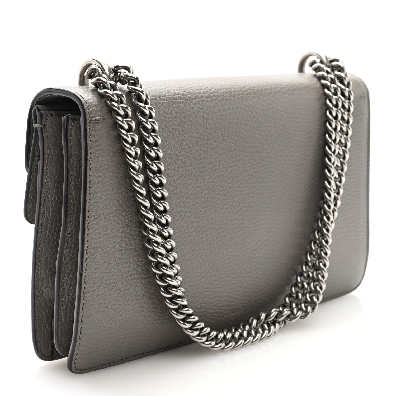 Pebbled Calfskin Small Dionysus Shoulder Bag Dusty Grey