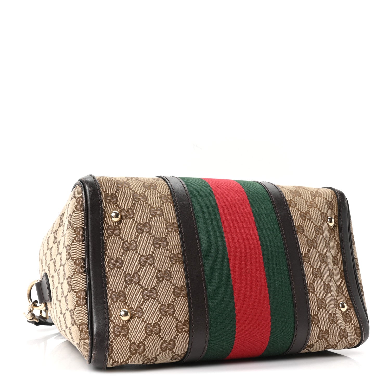 Monogram Selleria Calfskin Vintage Web Medium Boston Beige Ebony Cocoa