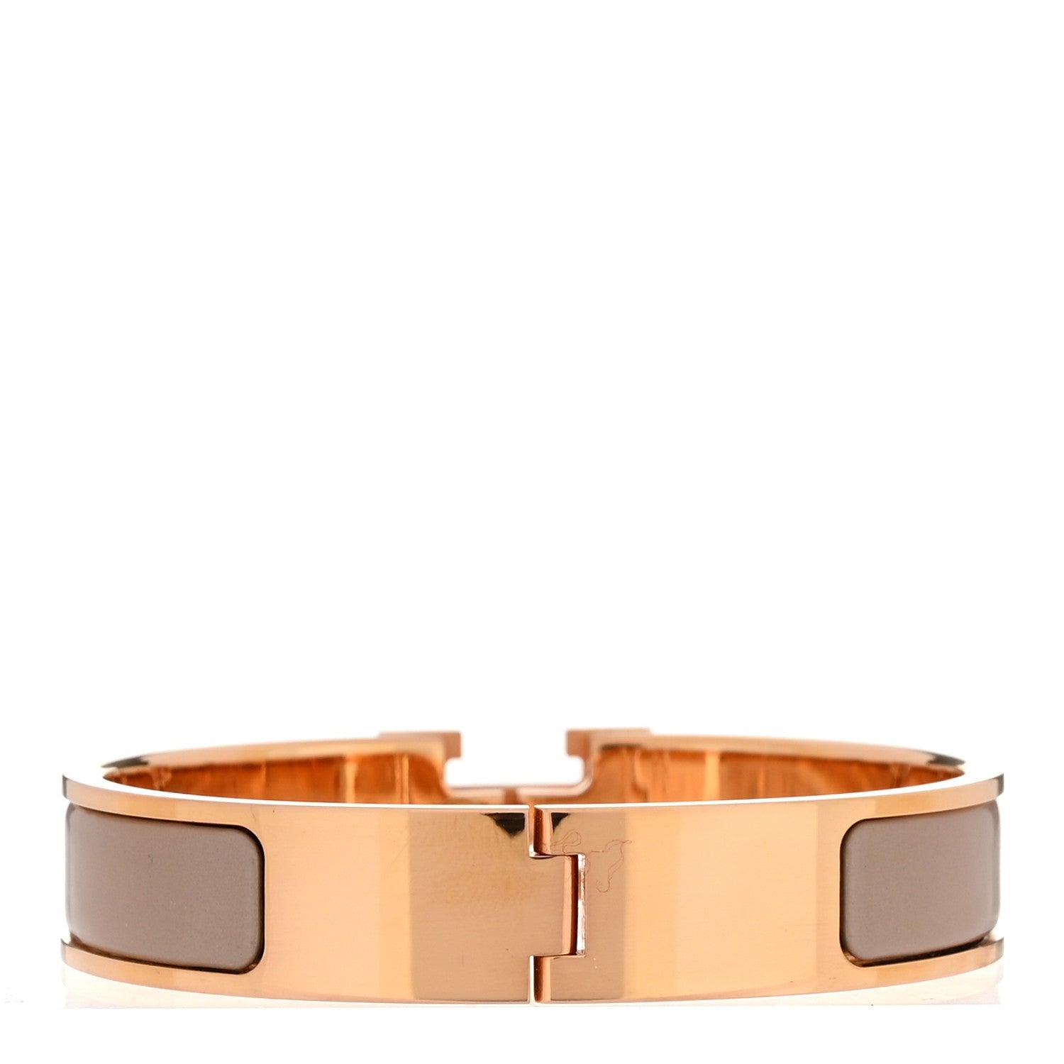 Enamel Narrow Clic Clac H Bracelet PM Marron Glace