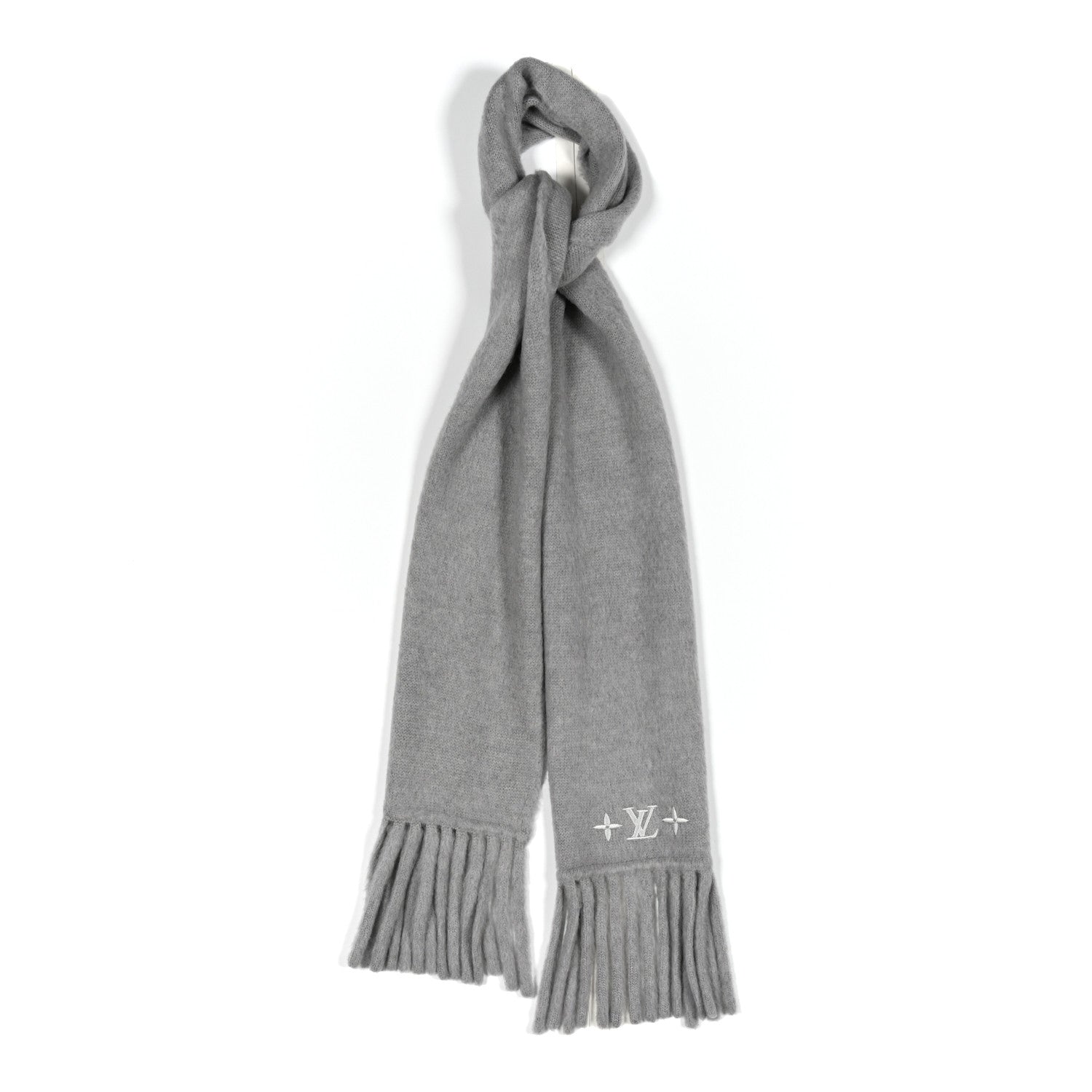 Wool LV Fluffy Scarf Grey