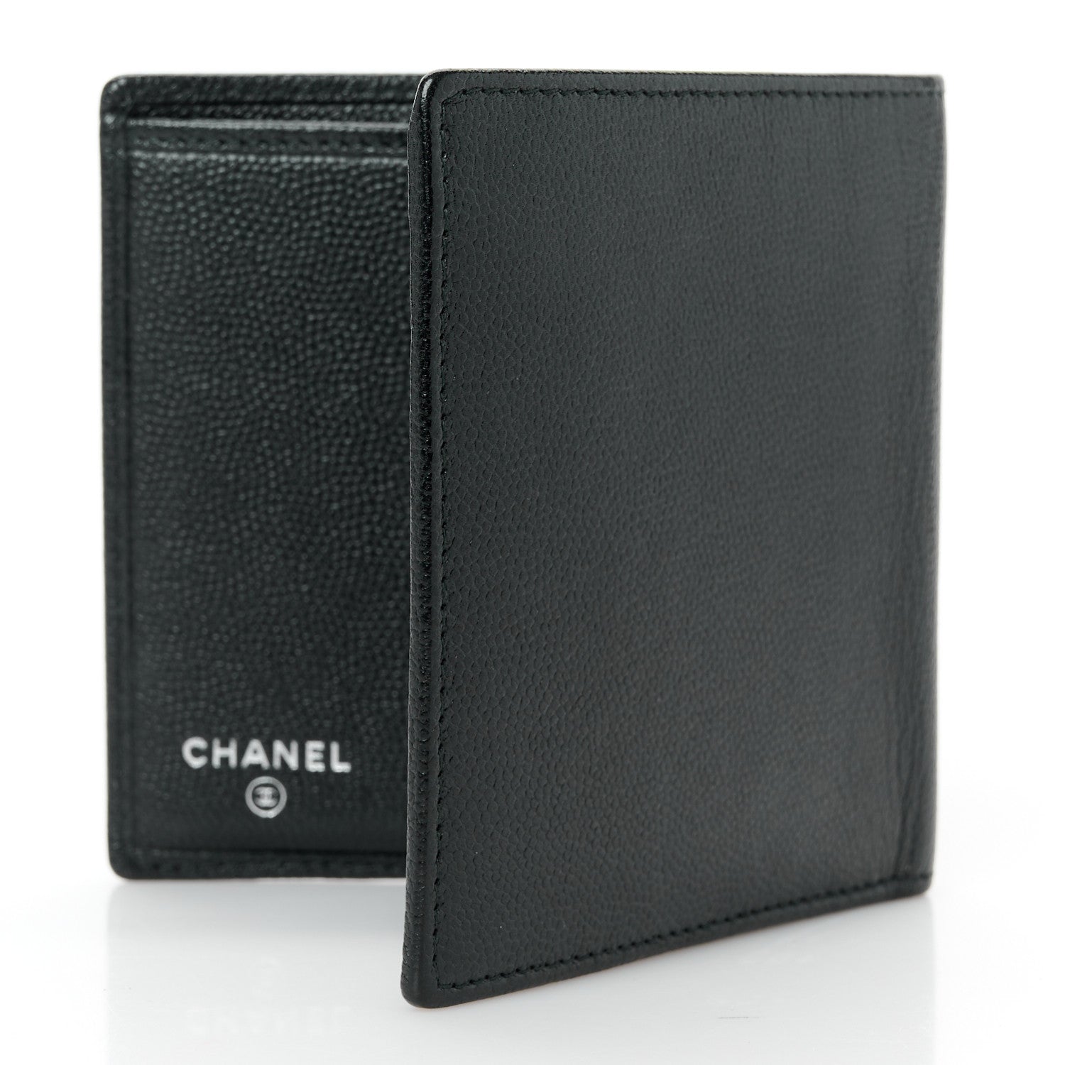 Caviar CC Button Bi-Fold Wallet Black