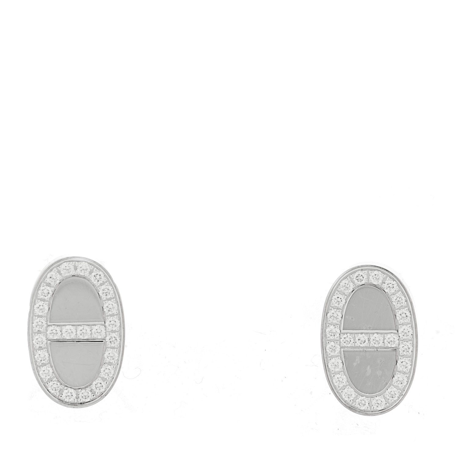 18K White Gold Diamond Chaine d'Ancre Contour Stud Earrings