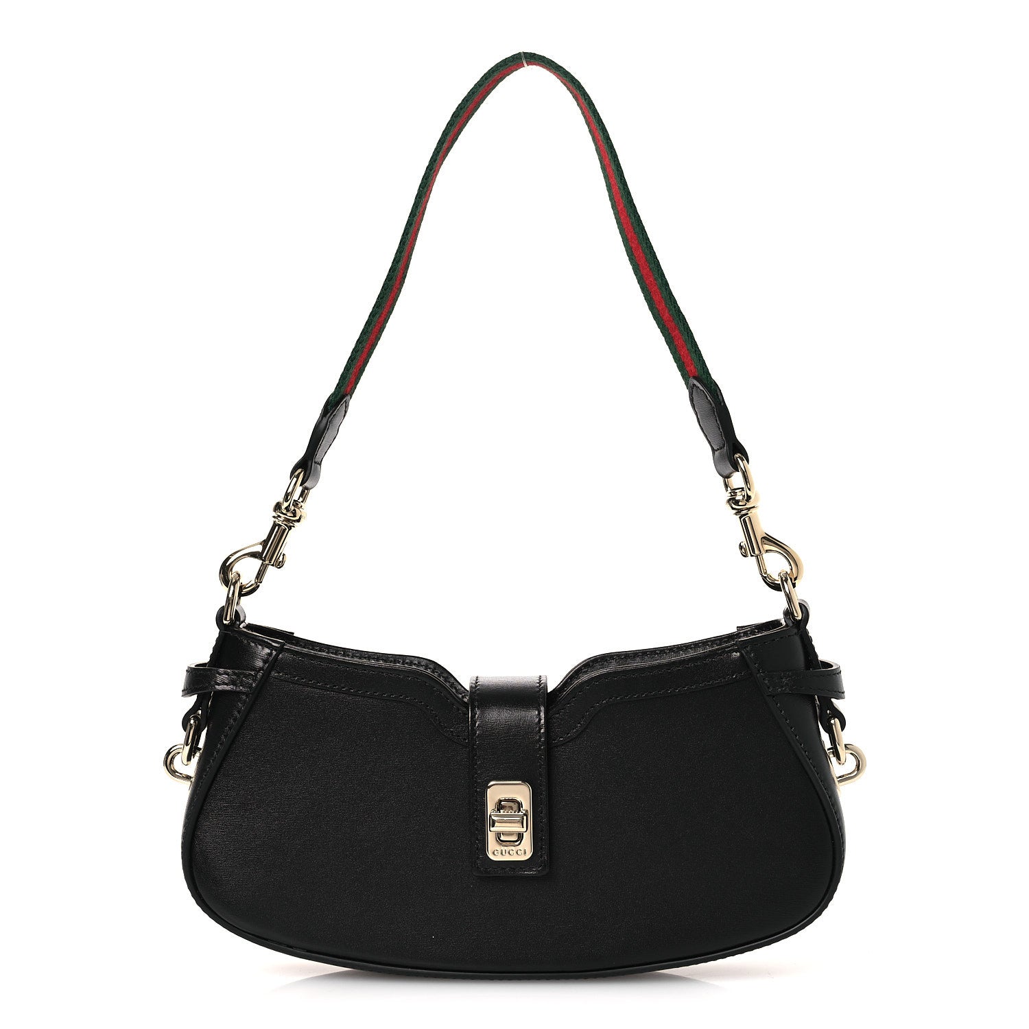 Calfskin Mini Moon Side Shoulder Bag Black