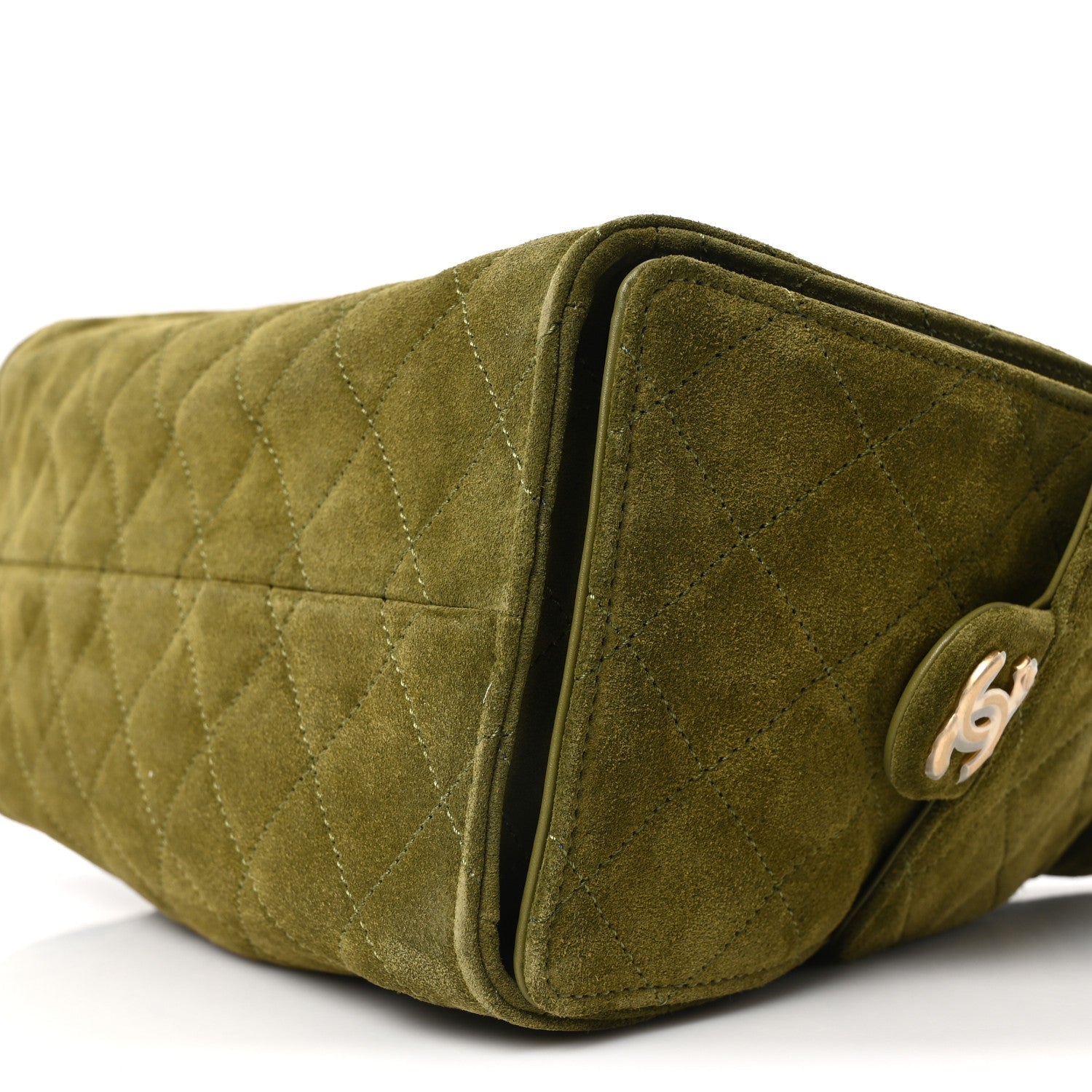 Suede Quilted Small Chanel 25 Handbag Khaki