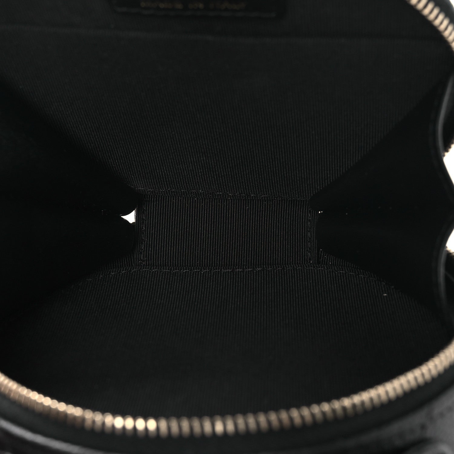 Caviar Quilted Round Handle With Care Vanity With Chain Black