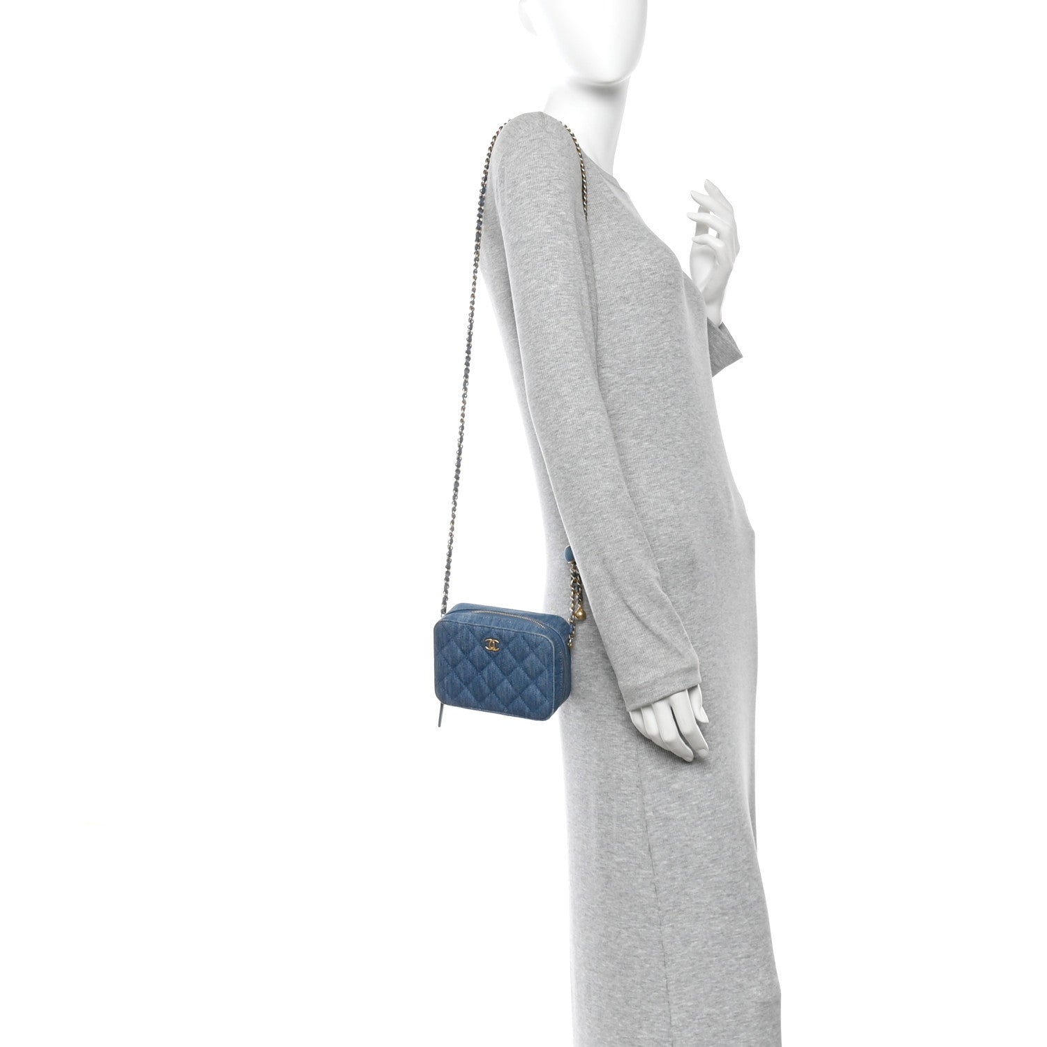 Denim Quilted CC Pearl Crush Camera Case Blue