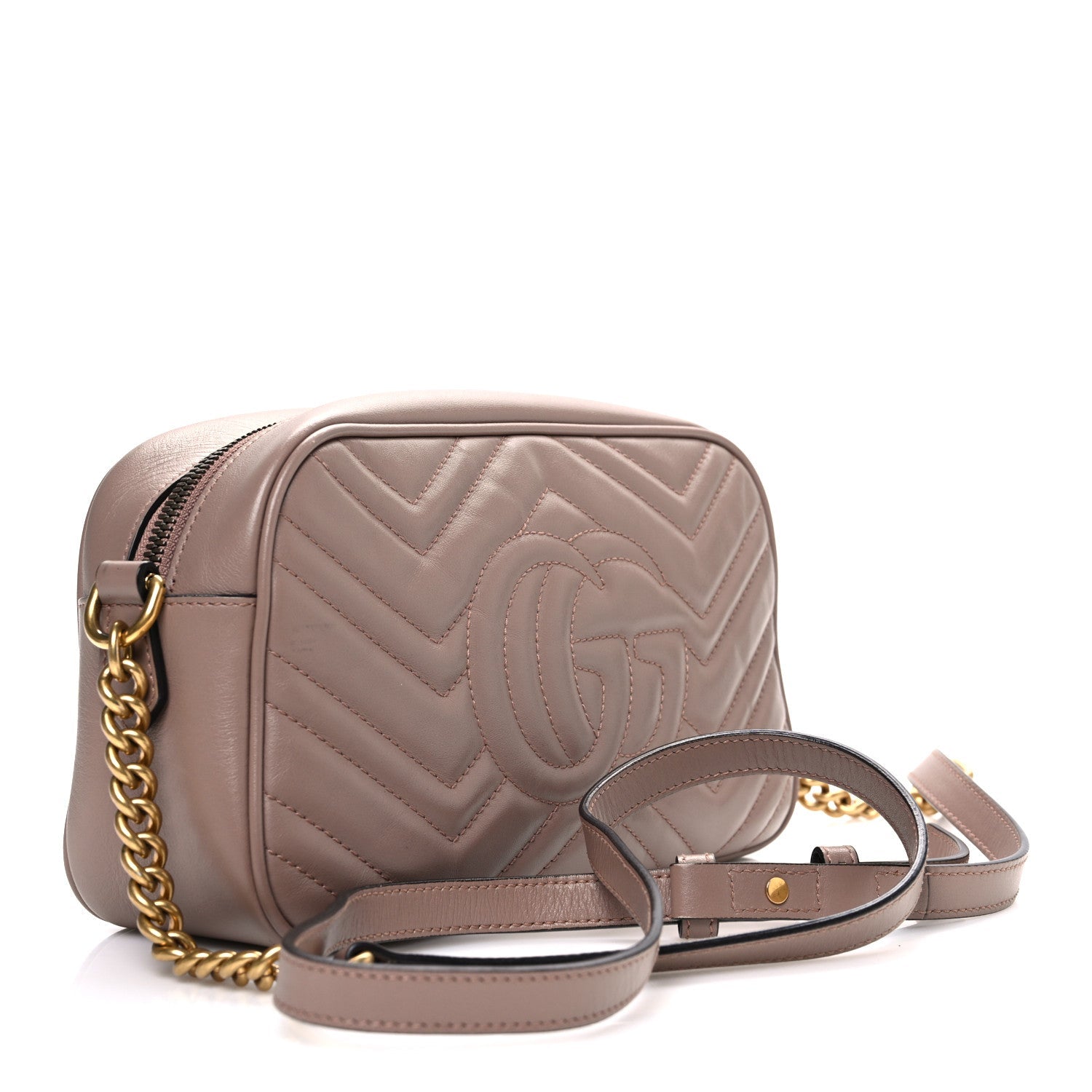 Calfskin Matelasse Small GG Marmont Chain Shoulder Bag Porcelain Rose