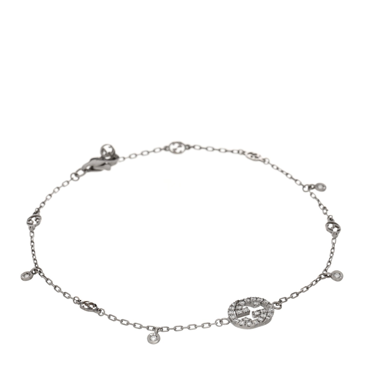 18K White Gold Diamond GG Running Bracelet