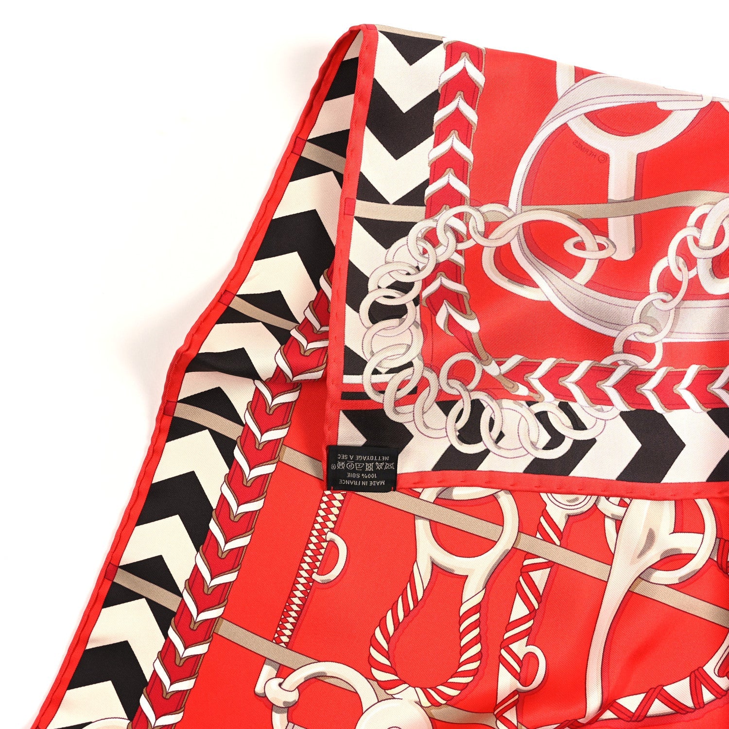 Silk Panoplie Equestre Scarf 90 Rouge Creme Ebene