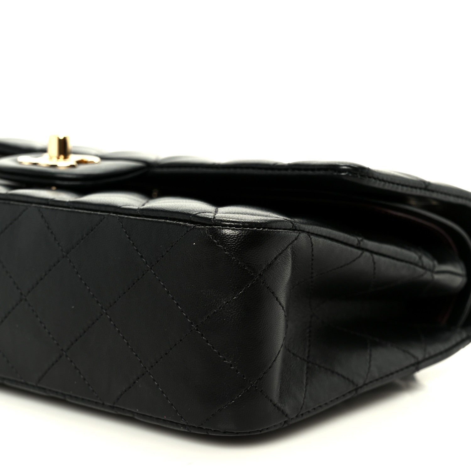 Lambskin Quilted Small Double Flap Black