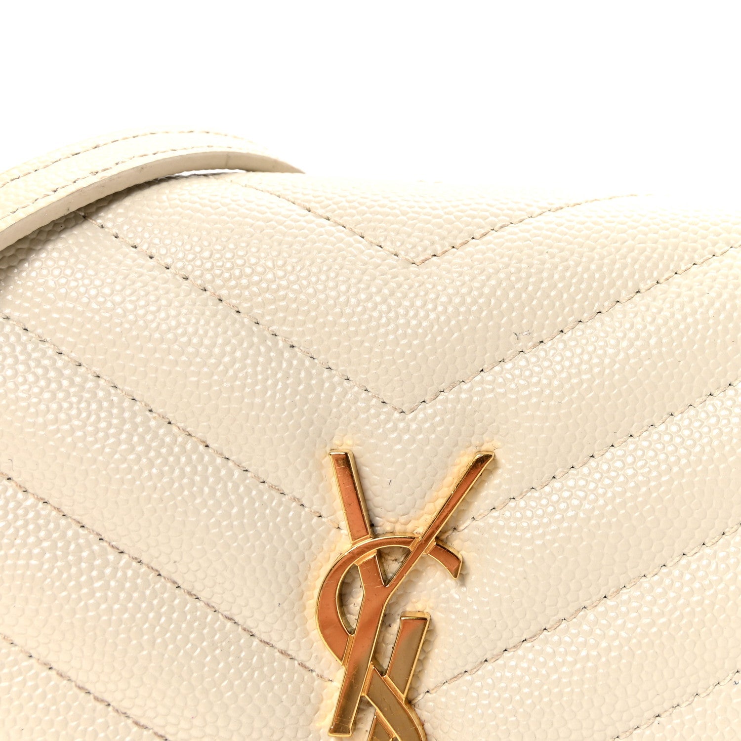 Grain De Poudre Matelasse Chevron Monogram Envelope Chain Wallet Crema Soft
