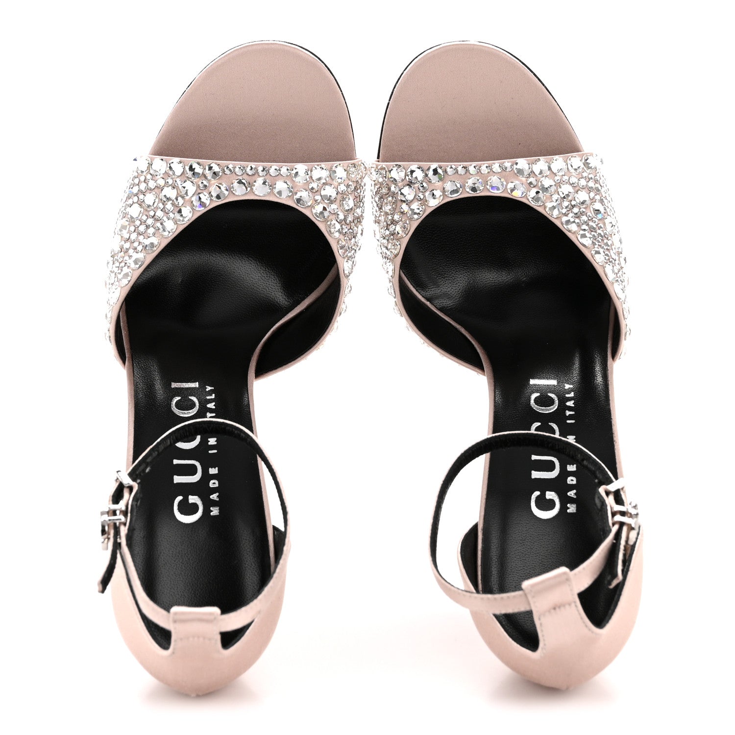 Satin Crystal Ankle Strap Sandal Pumps 39 Skin Rose
