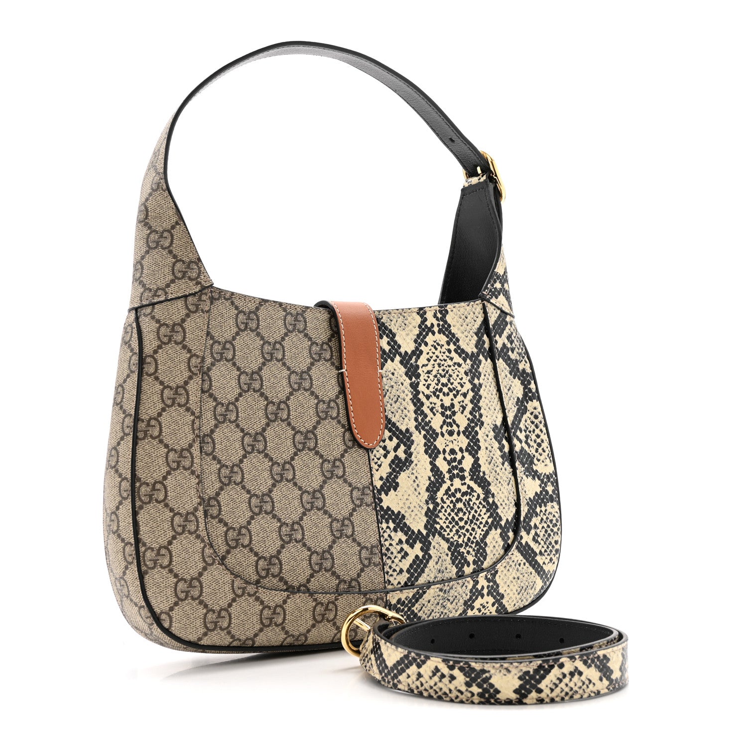 GG Supreme Monogram Snakeskin Small Jackie 1961 Hobo Beige Ebony