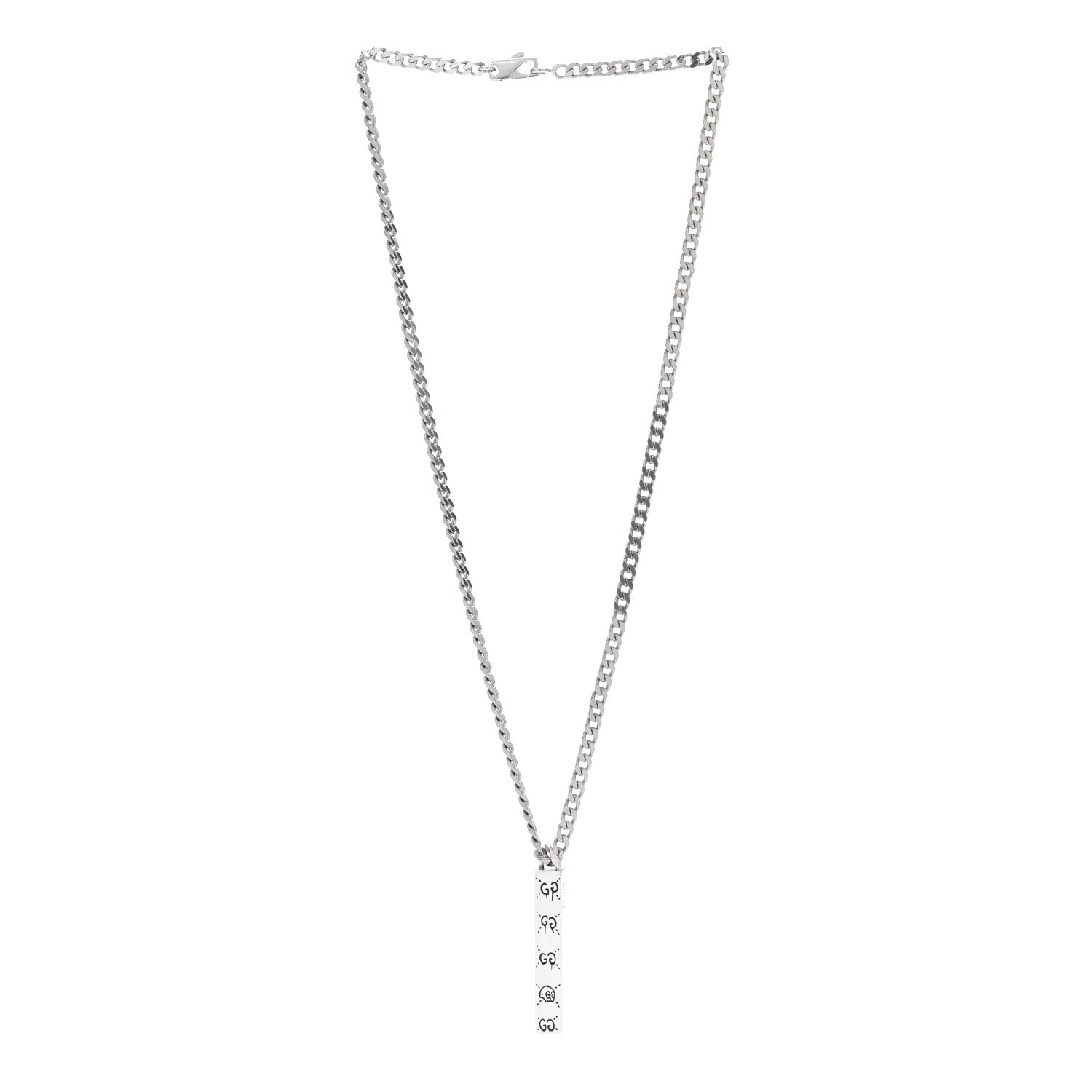 Sterling Silver Gucci Ghost Bar Pendant Necklace