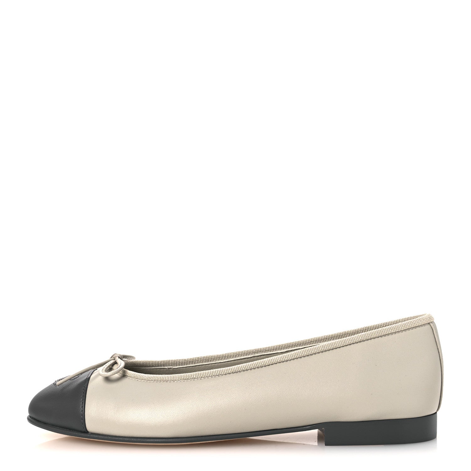 Lambskin Cap Toe CC Ballerina Flats 37.5 Light Gray Dark Gray