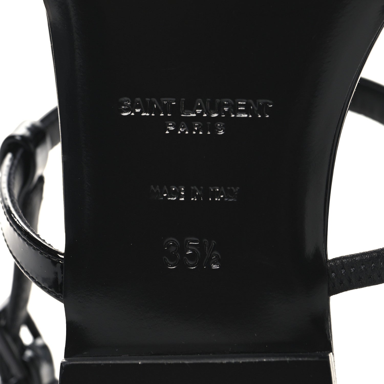 Patent Calfskin Cassandra Monogram Sandals 35.5 Black