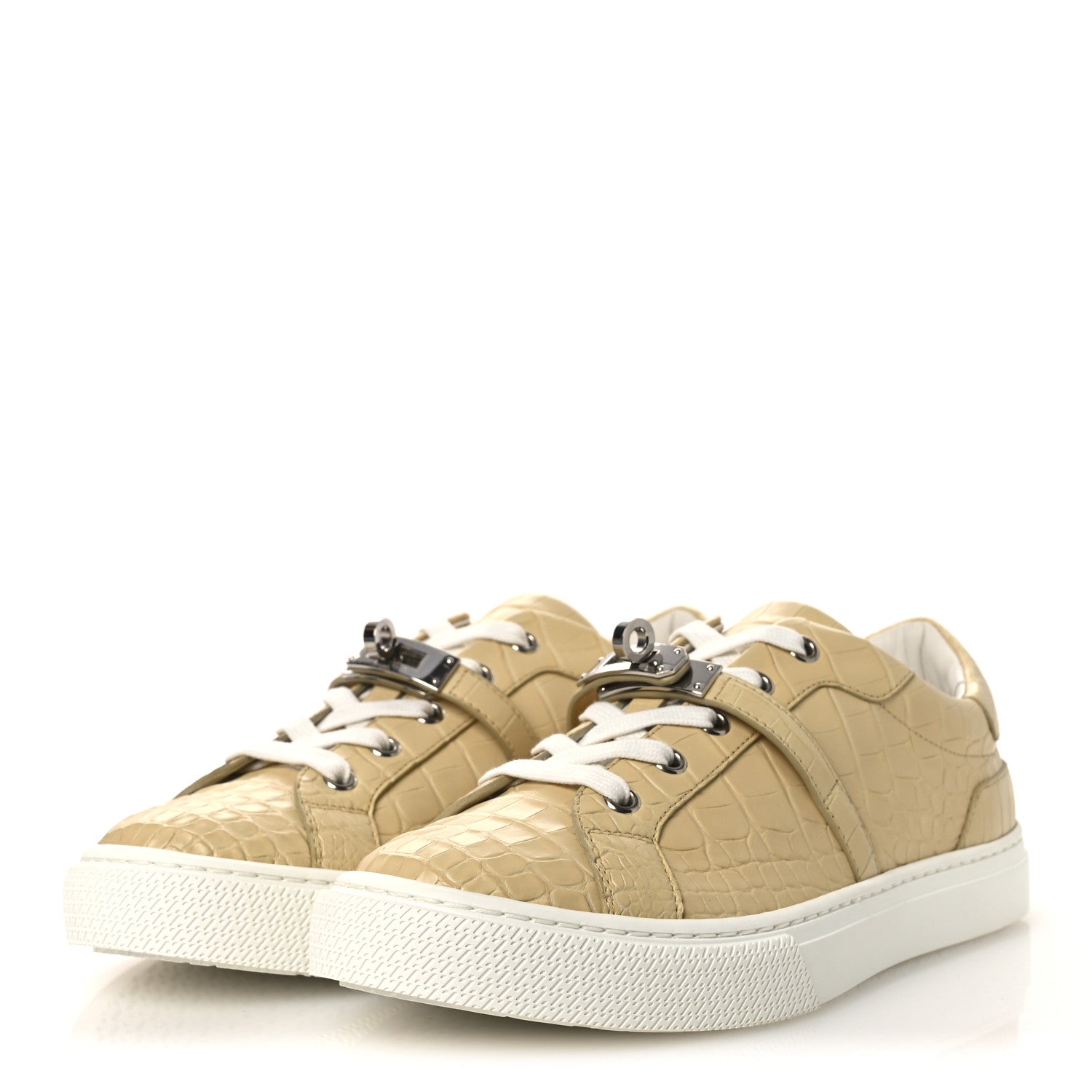 Matte Niloticus Crocodile Day Sneakers 38 Beige