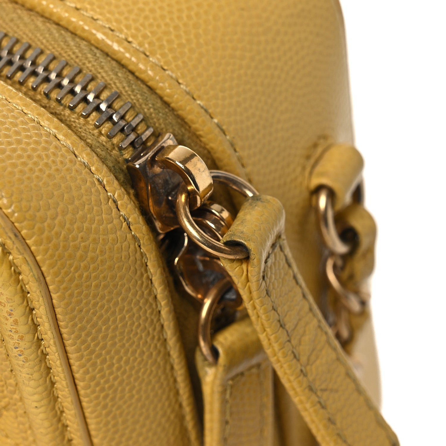 Caviar Quilted Small CC Filigree Vanity Case Yellow