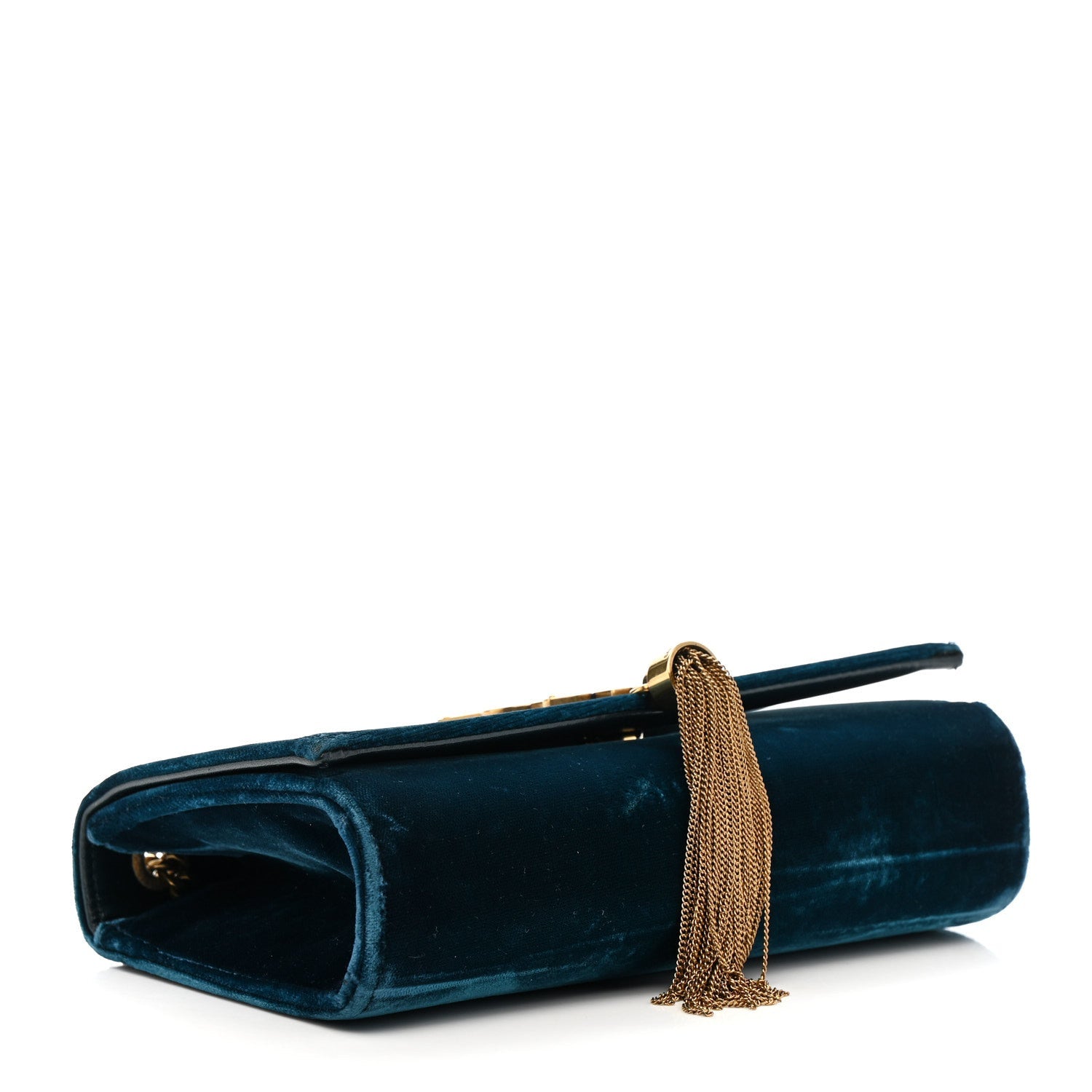 Velvet Small Classic Monogram Kate Tassel Satchel Blue