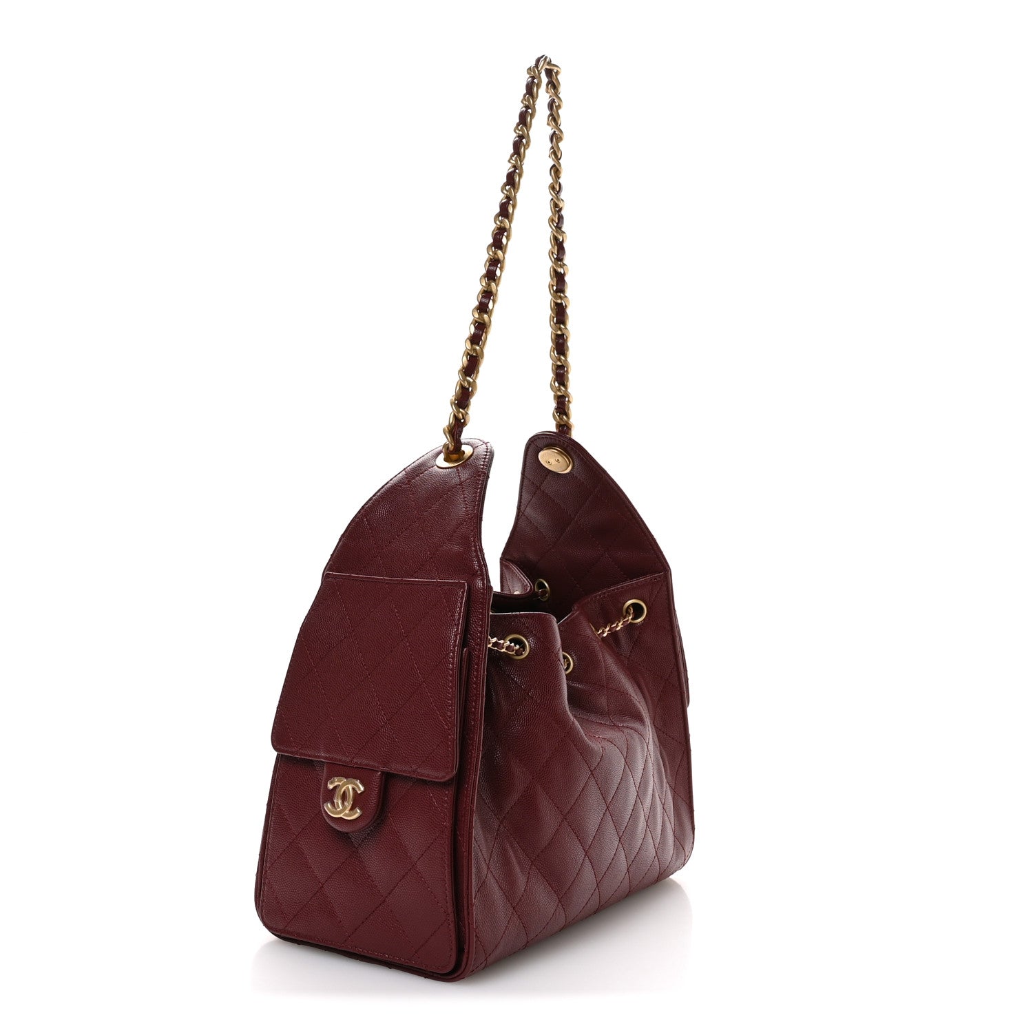 Caviar Quilted Small Chanel 25 Handbag Burgundy