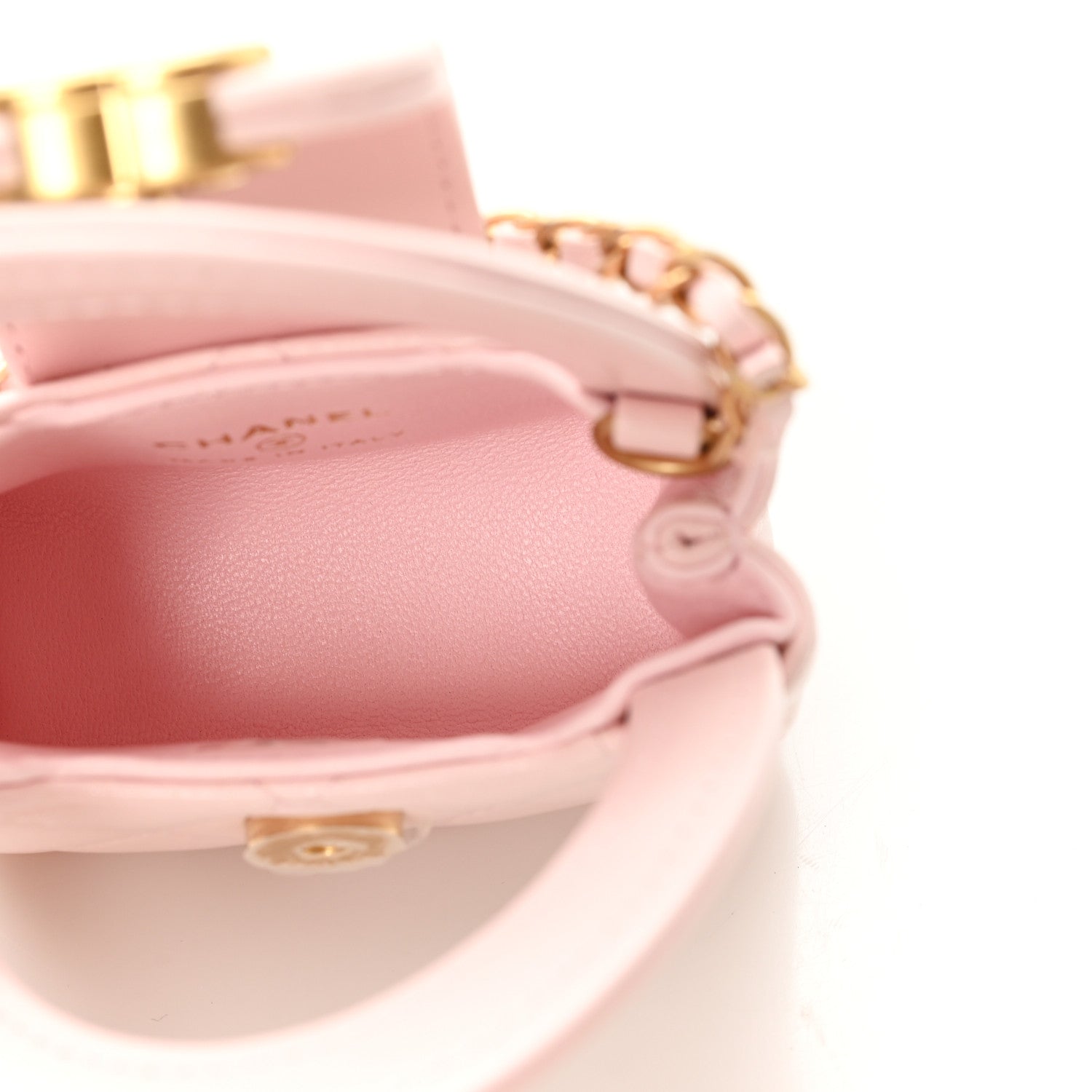 Shiny Lambskin Quilted Mini Kelly Bag Charm Light Pink