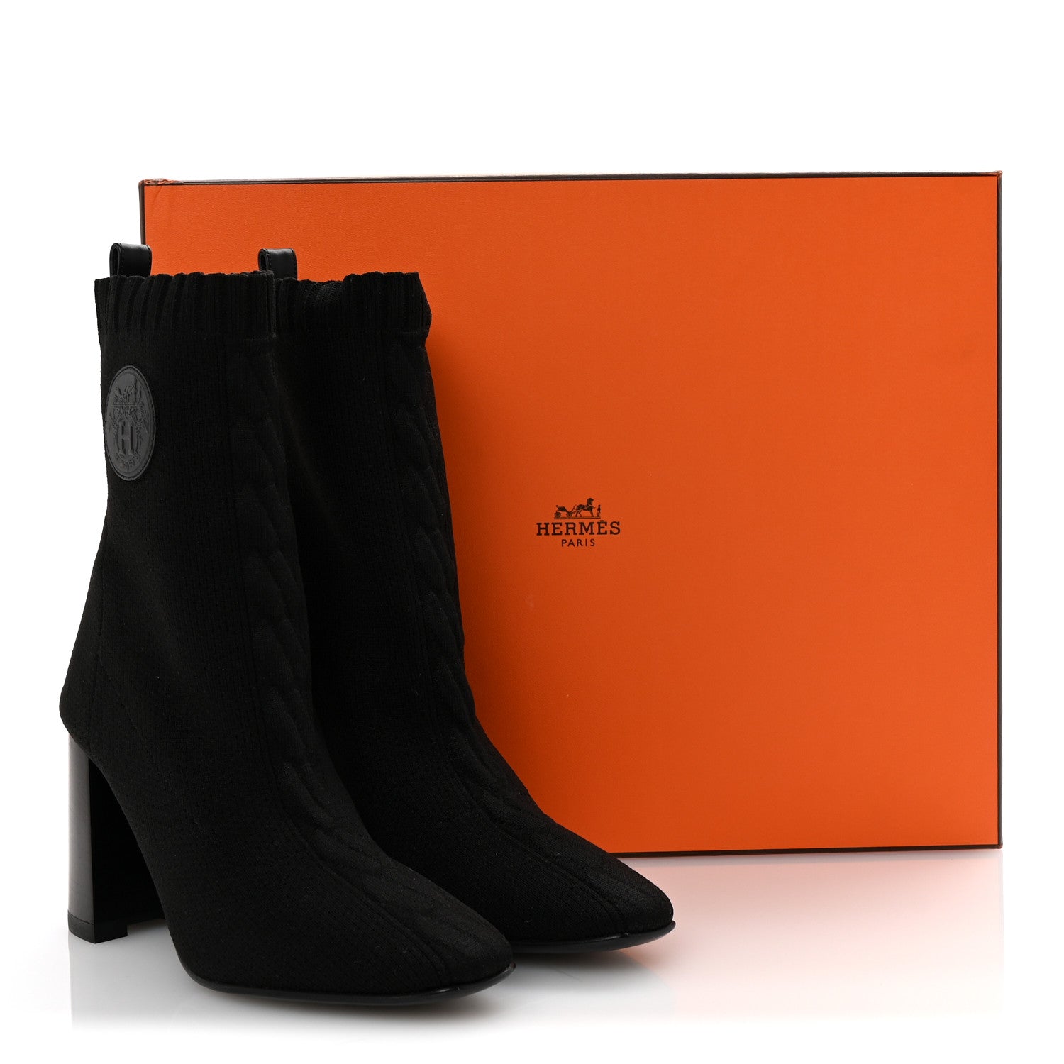 Knit Calfskin Volver 60 Ankle Boots 35 Black