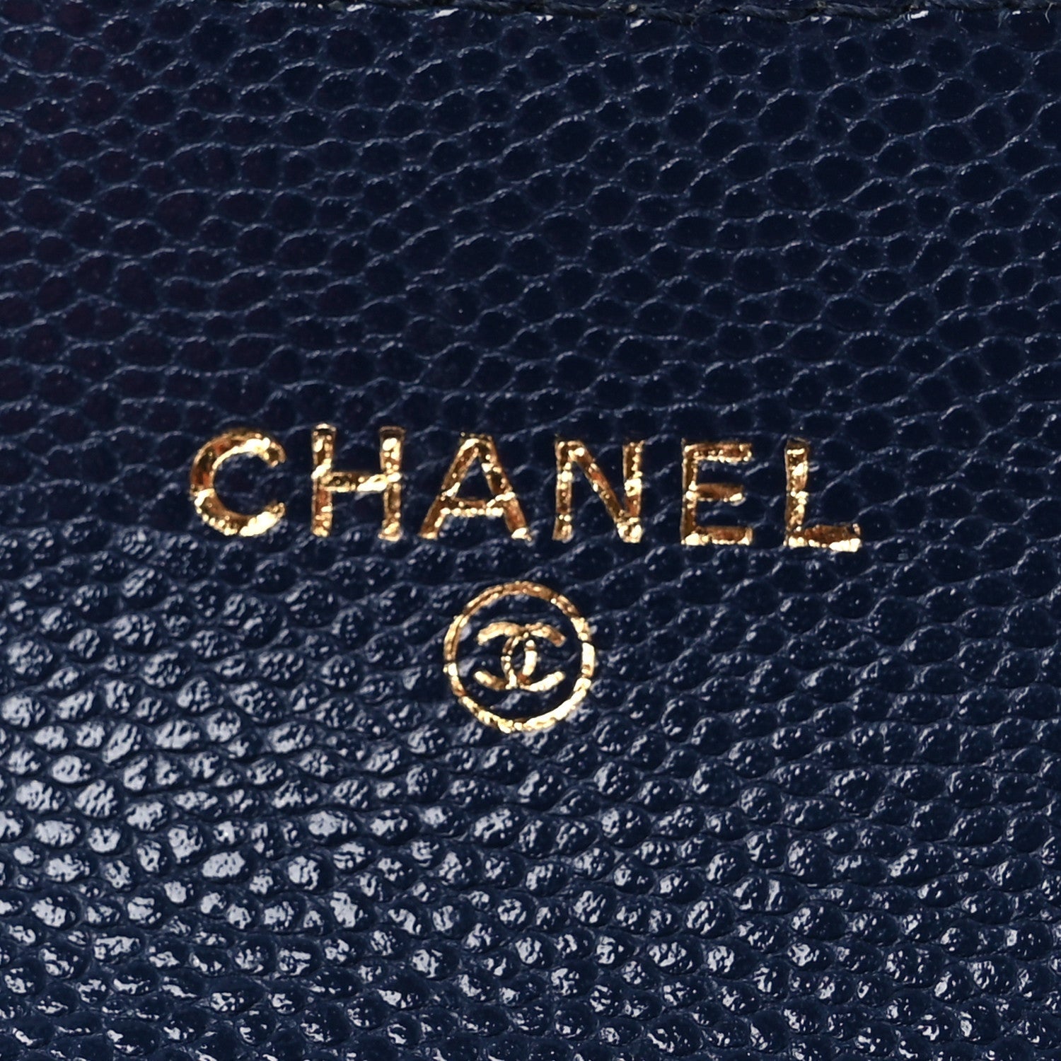 Caviar Quilted Flap Card Holder Wallet Navy Blue