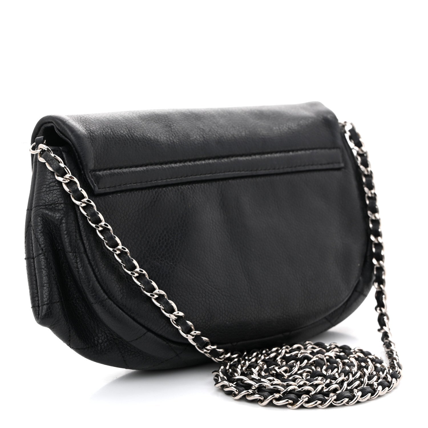 Lambskin Half Moon Wallet On Chain WOC Black