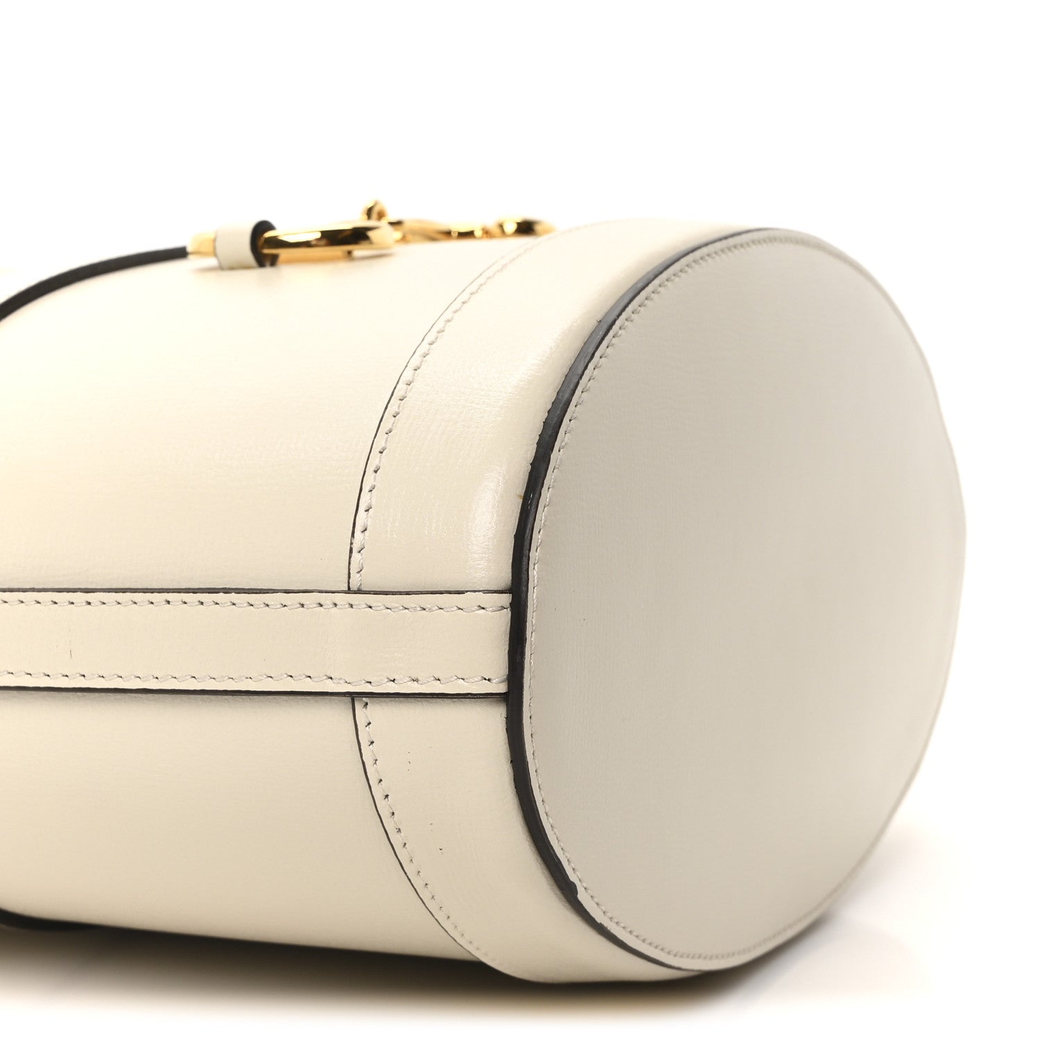 Azalea Sakai Calfskin Horsebit 1955 Drawstring Bucket Bag Mystic White