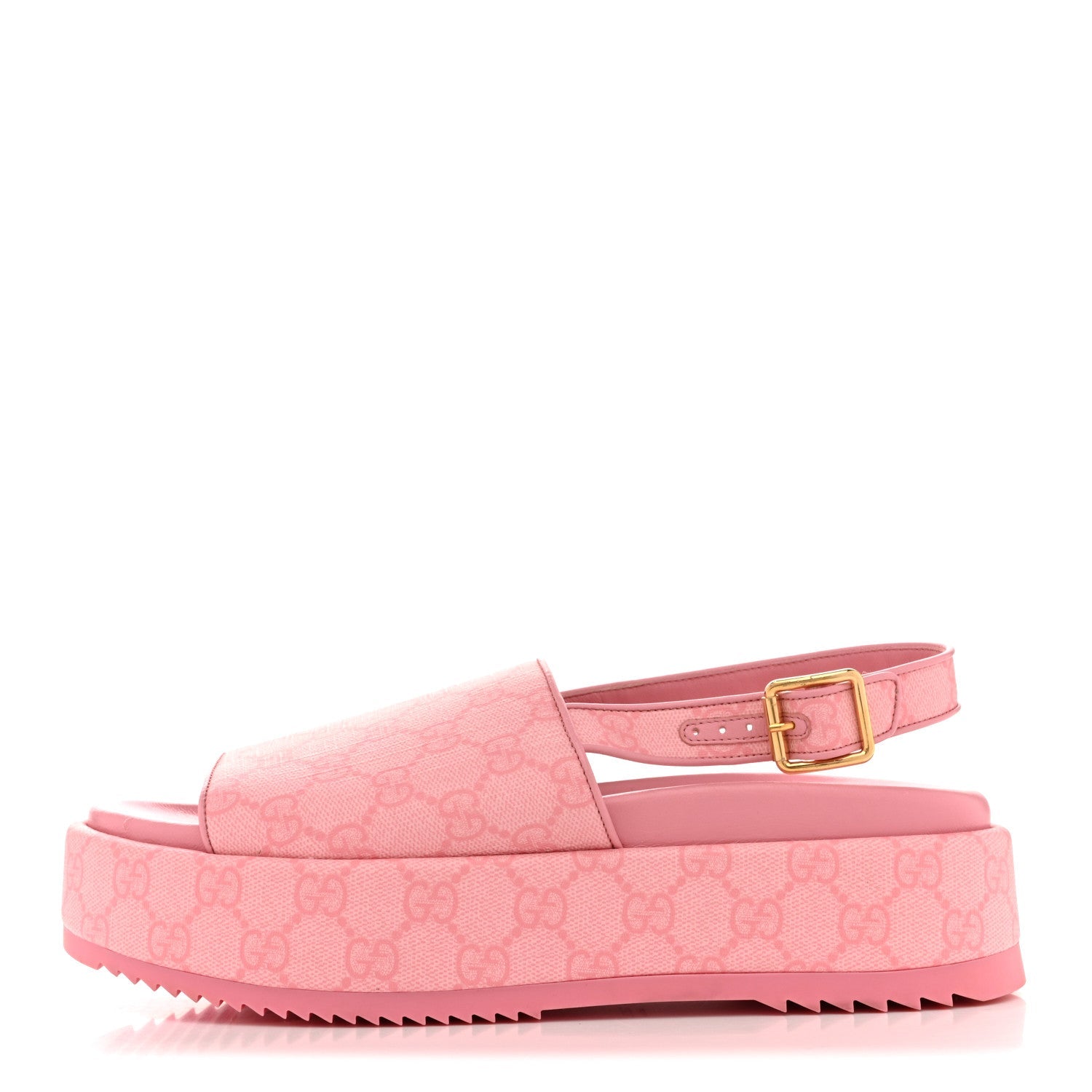 GG Supreme Monogram Granada Kid Angelina Platform 35mm Slingback Sandals 40.5 Cotton Candy Dark Cotton Candy Wild Rose