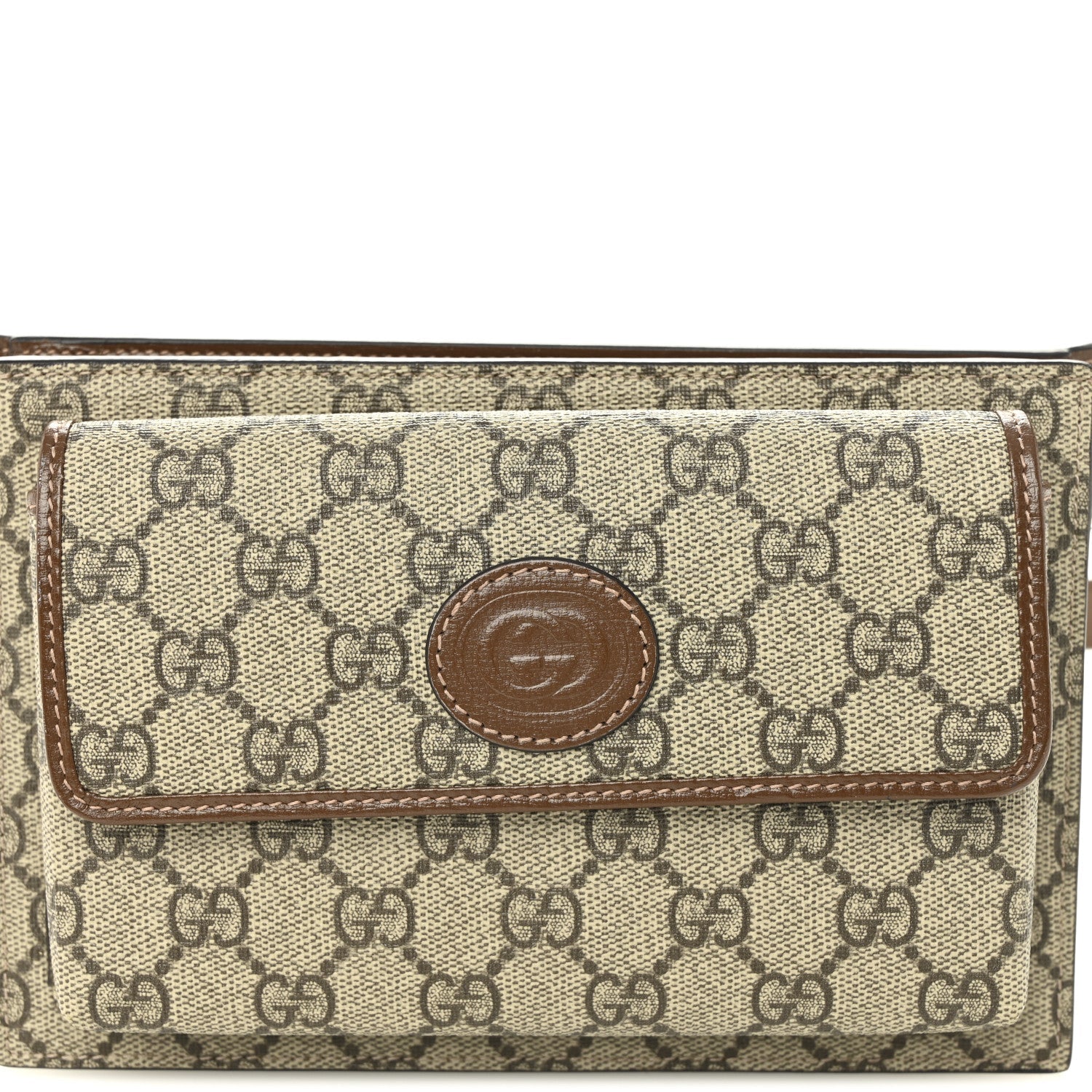 GG Supreme Monogram Canvas Interlocking G Belt Bag Beige Ebony