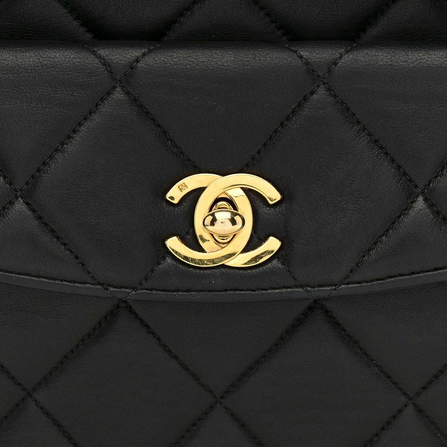 Lambskin Quilted Double Pocket Shoulder Bag Black