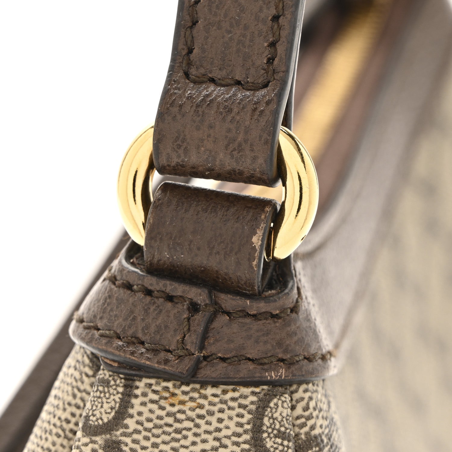GG Supreme Monogram Textured Dollar Calfskin Small Ophidia Hobo Beige Ebony New Acero