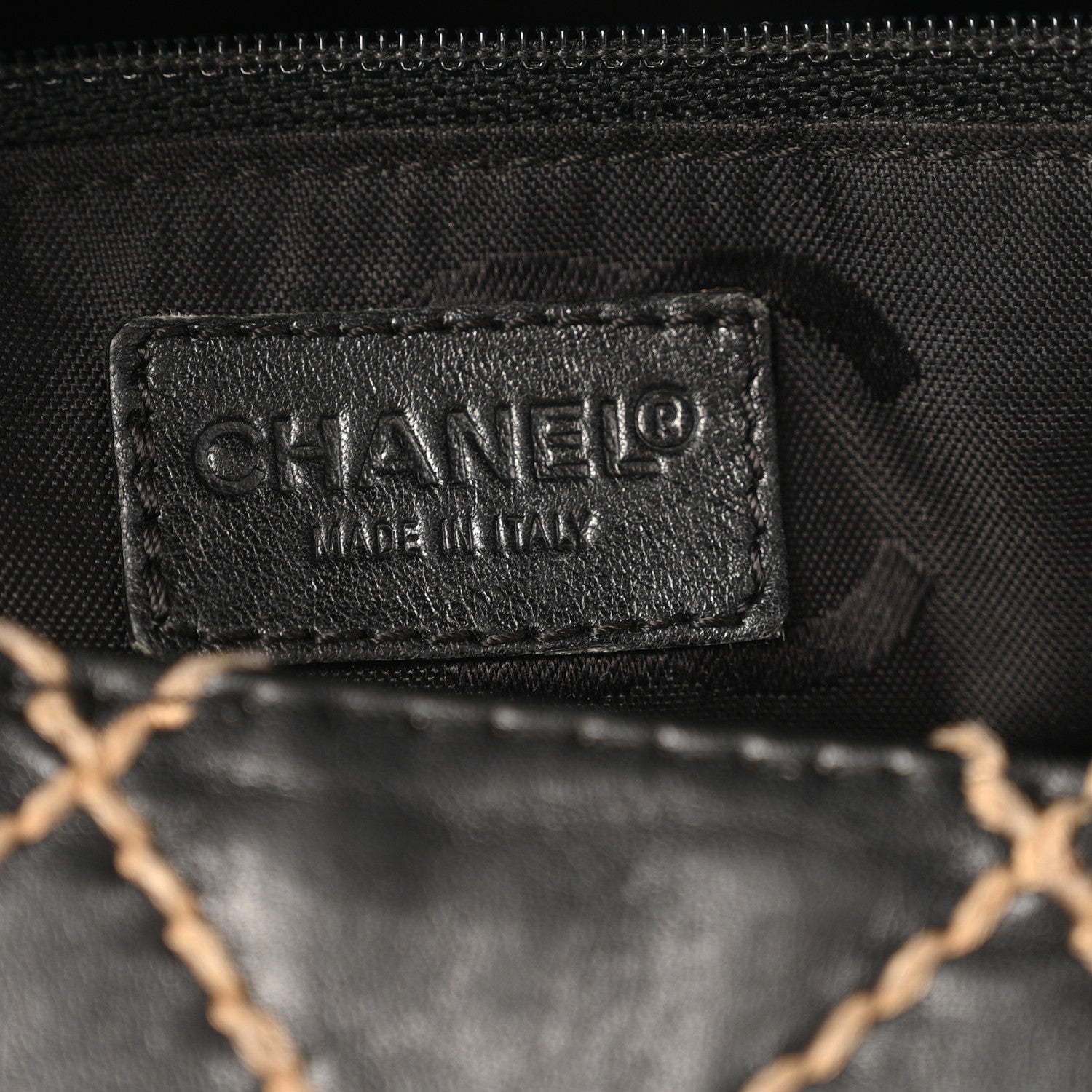 Calfskin Wild Stitch Large Tote Black