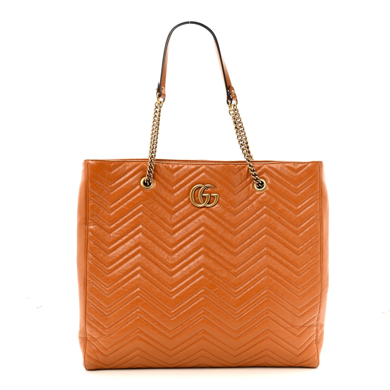 Azalea Calfskin Matelasse Large GG Marmont Slim Tote Cognac