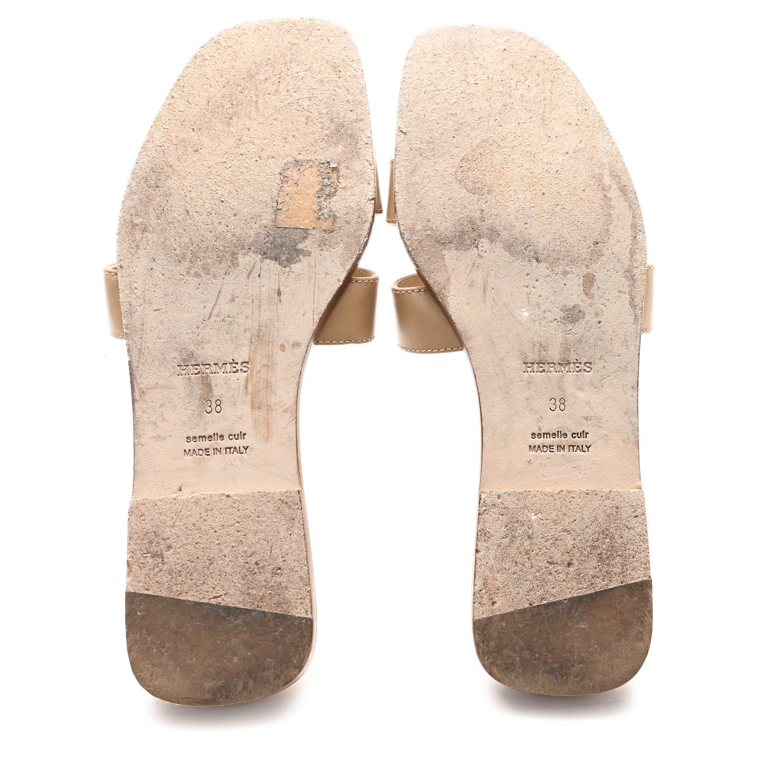 Calfskin Oran Sandals 38 Beige Albinos