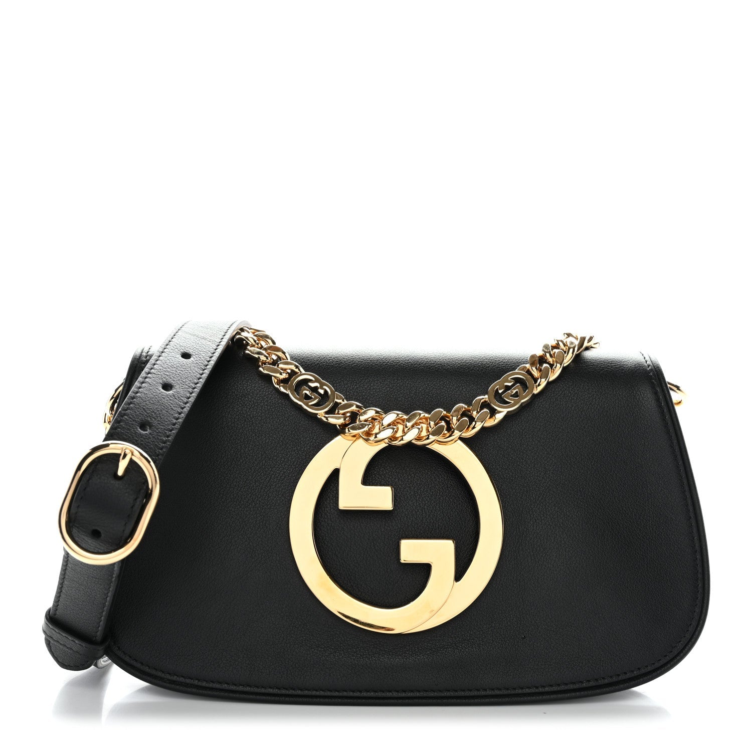 Roxy Calfskin Blondie Chain Shoulder Flap Bag Black