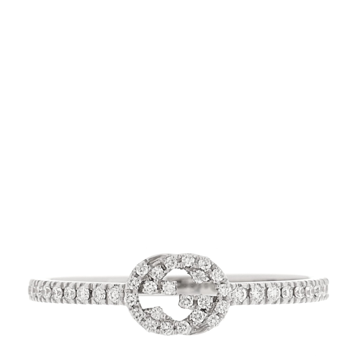 18K White Gold Diamond Interlocking G Ring 53 6.25