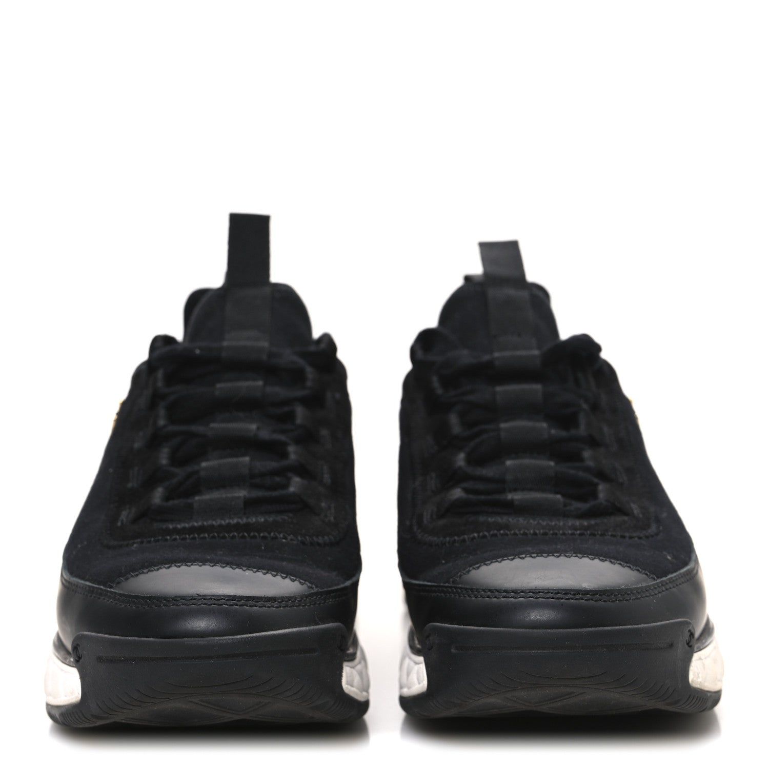 Velvet Calfskin Mixed Fibers CC Sneakers 38.5 Black