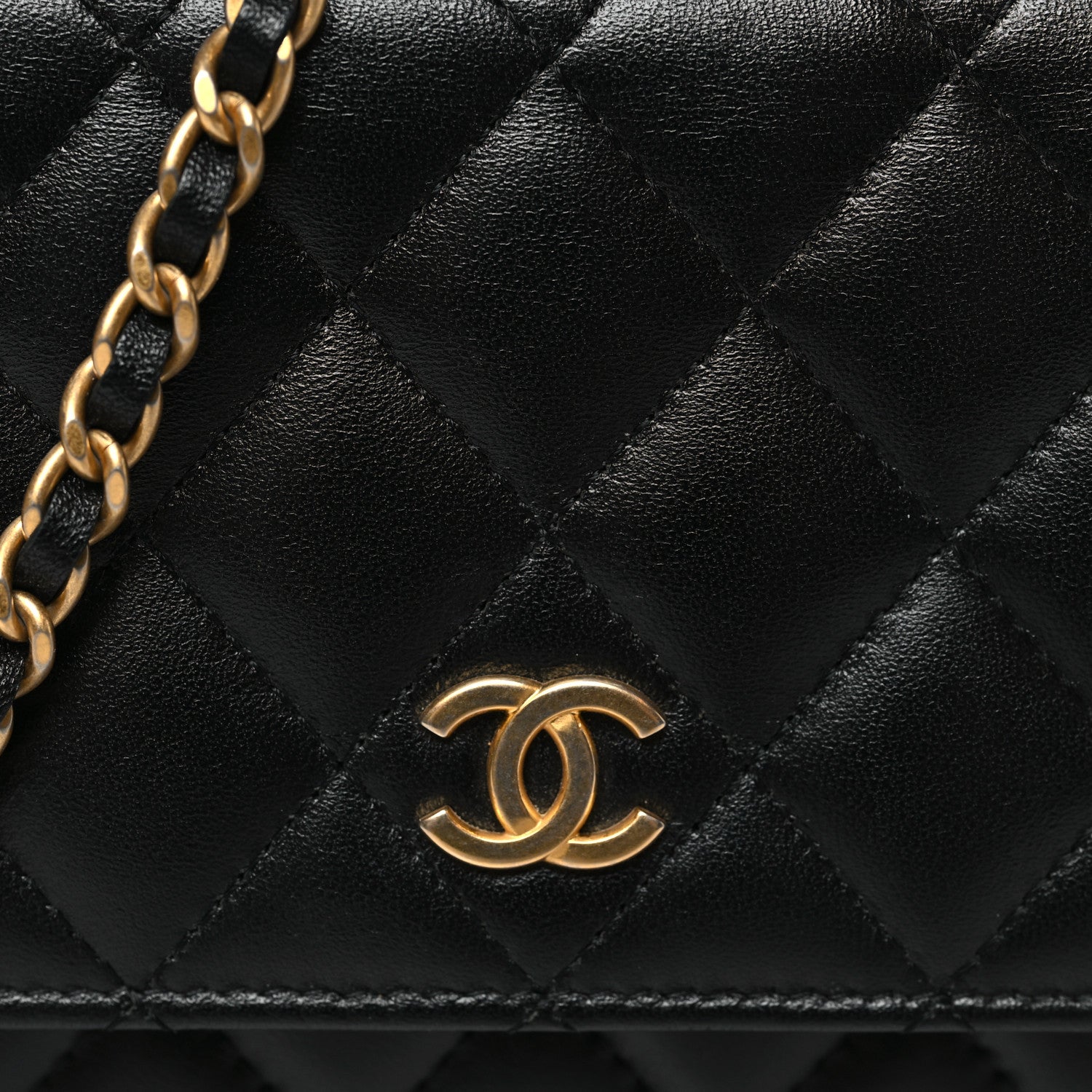 Lambskin Quilted Mini Romance Wallet On Chain WOC Black