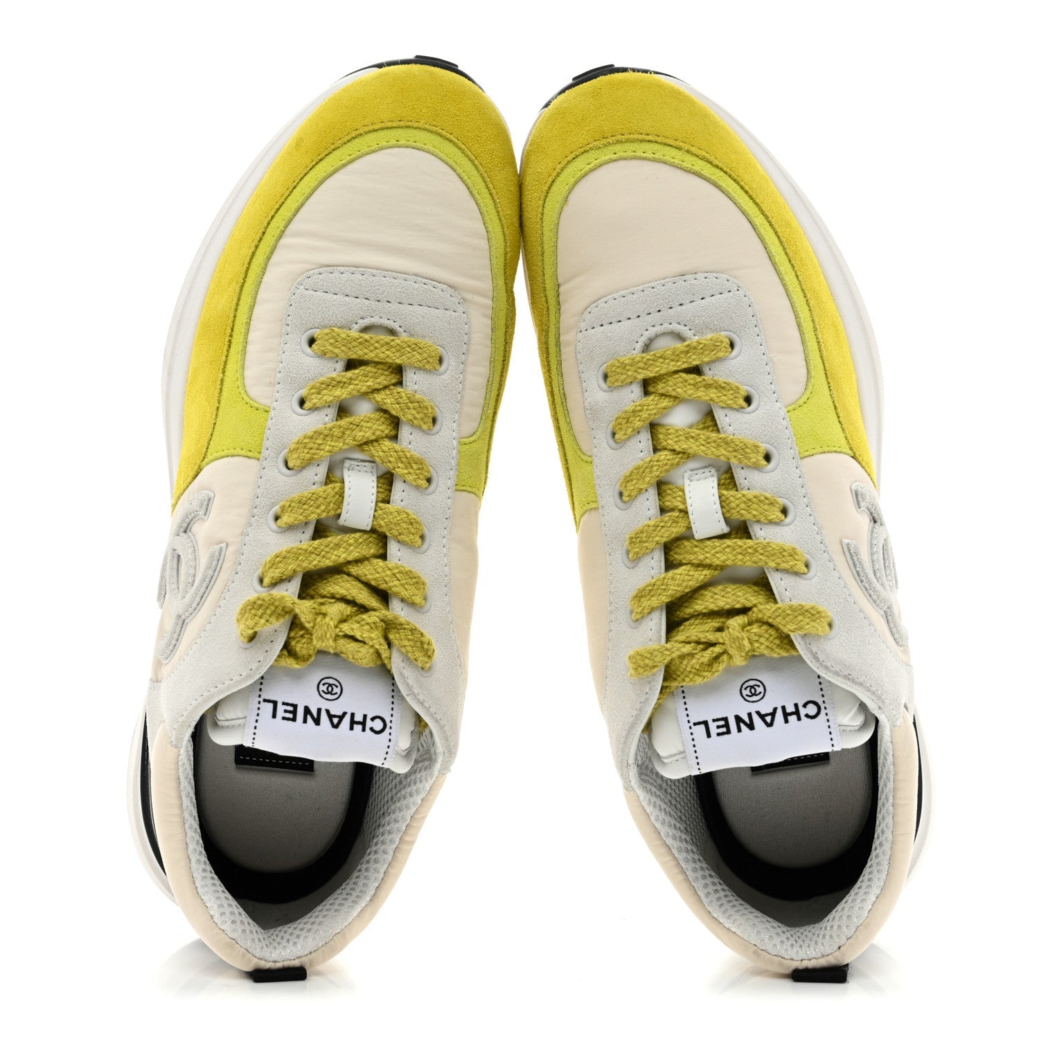 Fabric Suede Calfskin Logo Sneakers 41 Ivory Light Gray Yellow