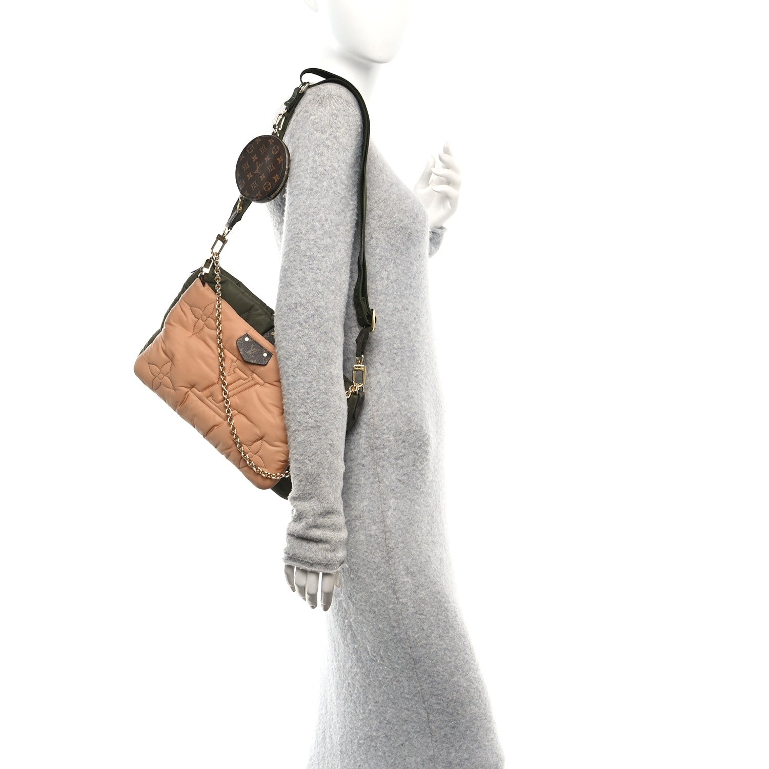 Econyl Monogram Pillow Maxi Multi Pochette Accessories Kaki Beige