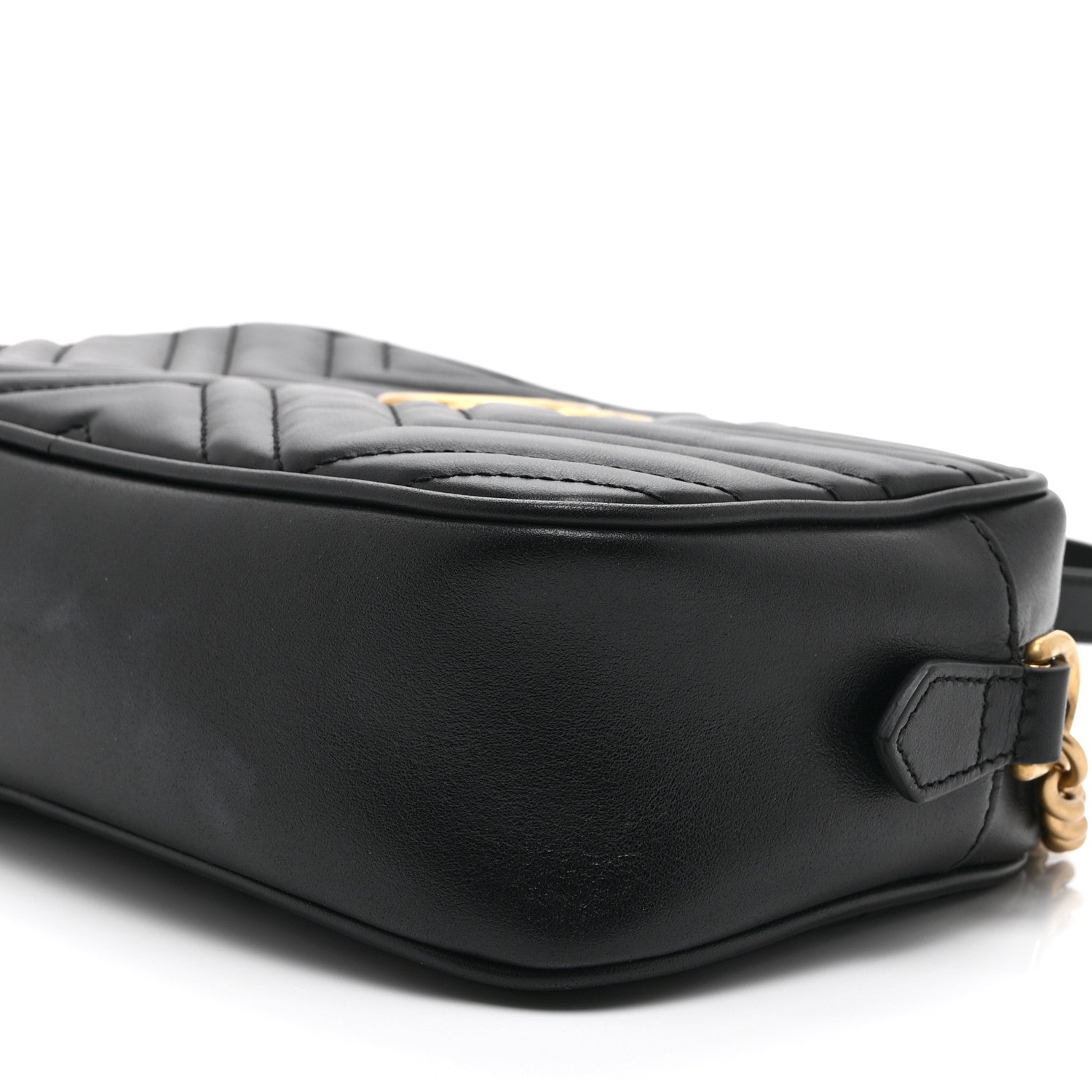 Calfskin Matelasse Small GG Marmont Chain Shoulder Bag Black
